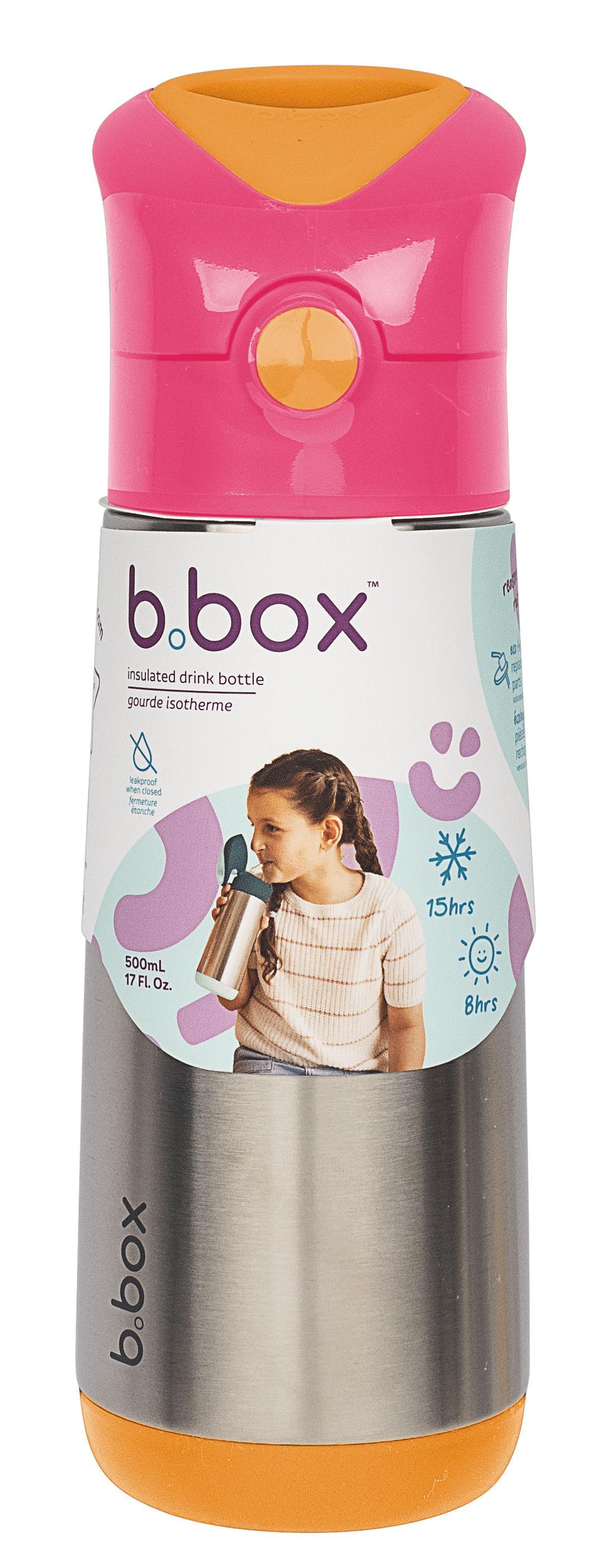 b.box 500ml Insulated Drink Bottle Strawberry Shake
