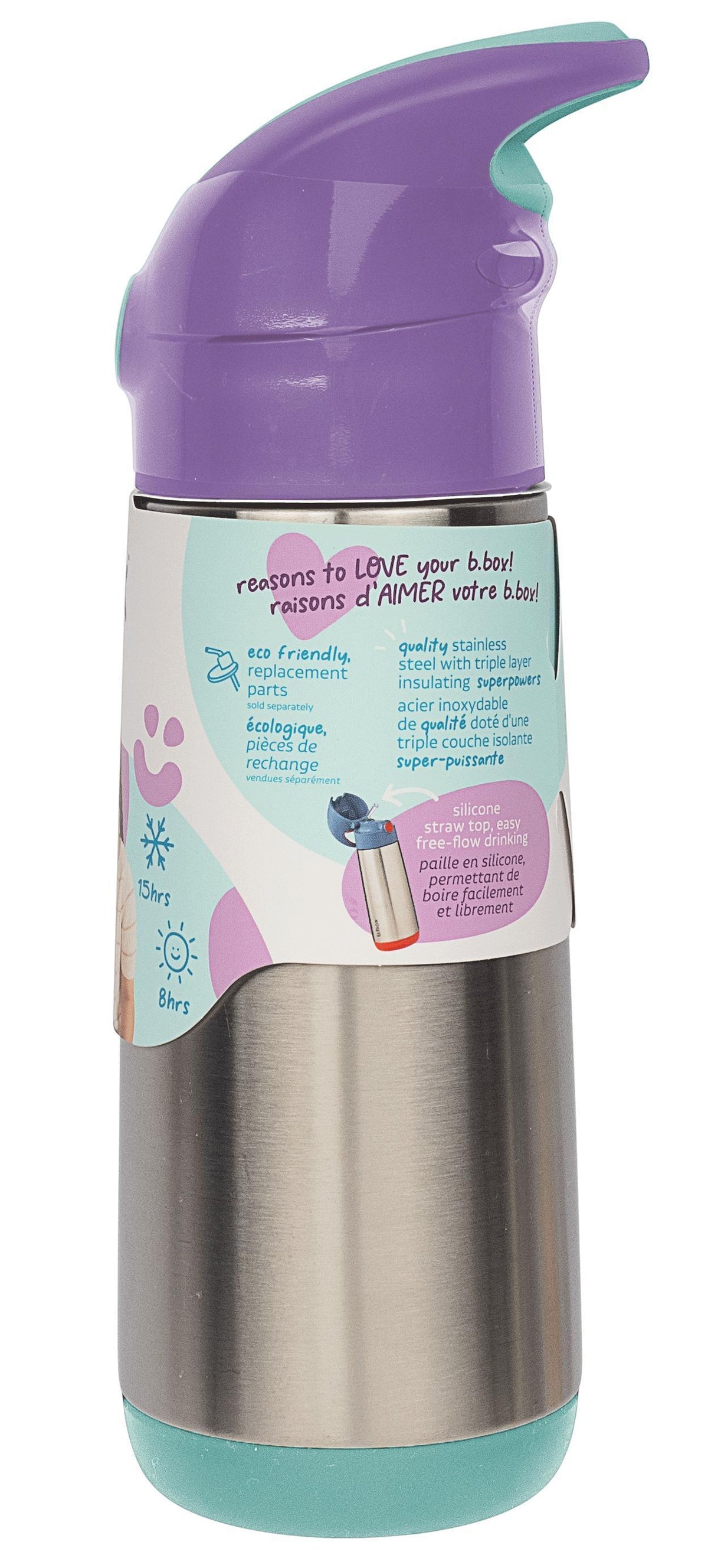 b.box 500ml Insulated Drink Bottle Lilac Pop