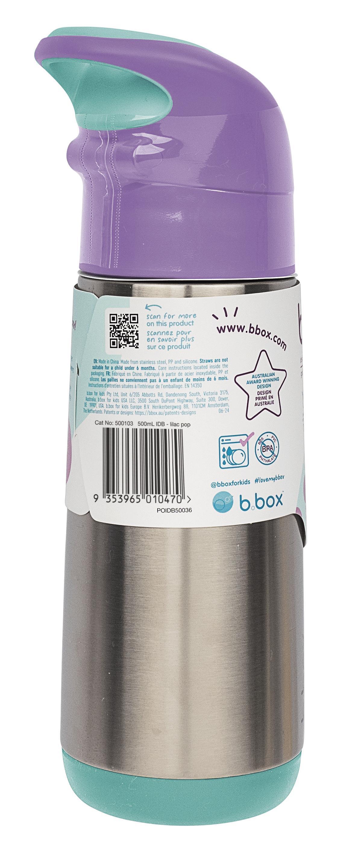 b.box 500ml Insulated Drink Bottle Lilac Pop