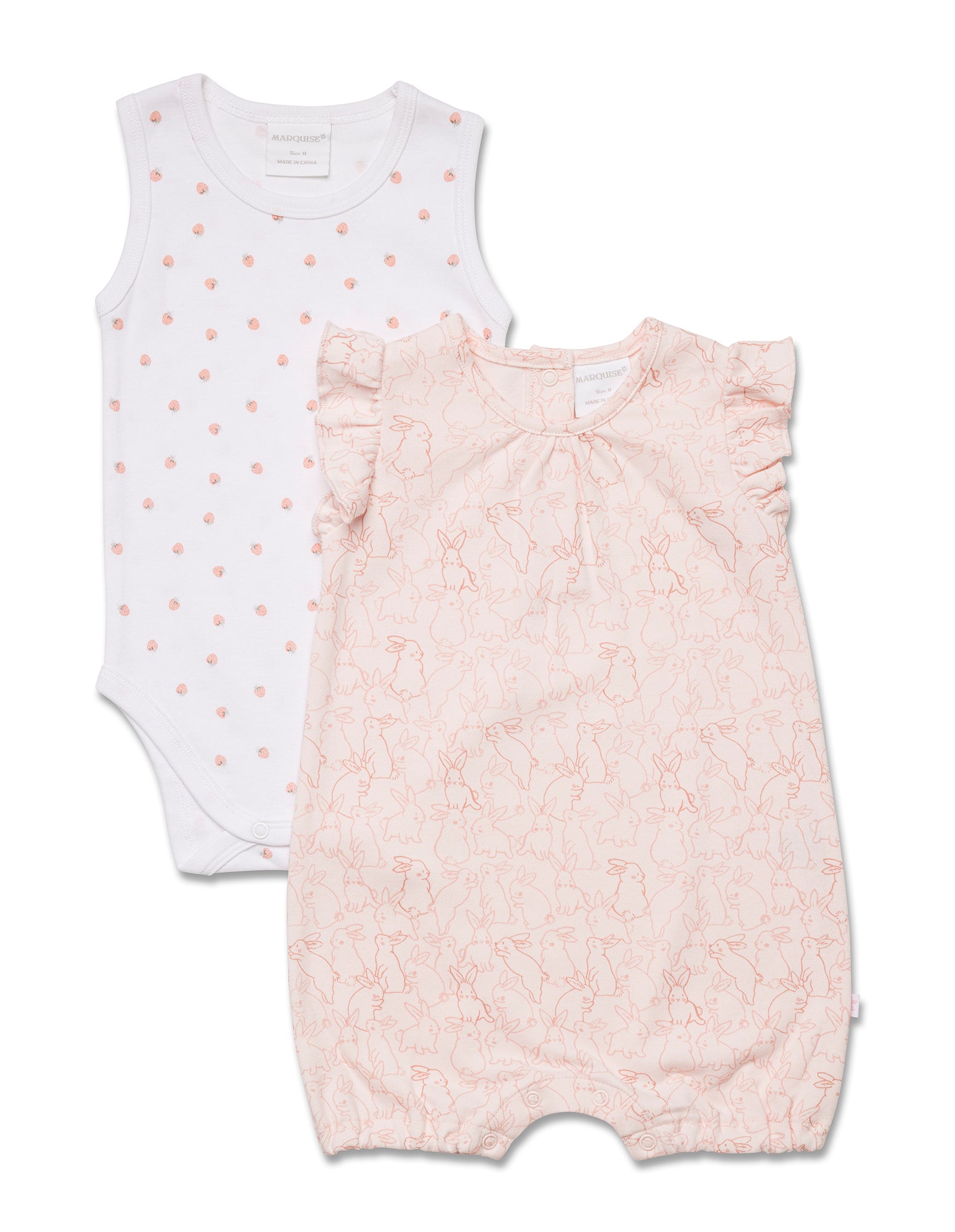 Marquise Frilled Romper & Bodysuit 2 pk  - Pink