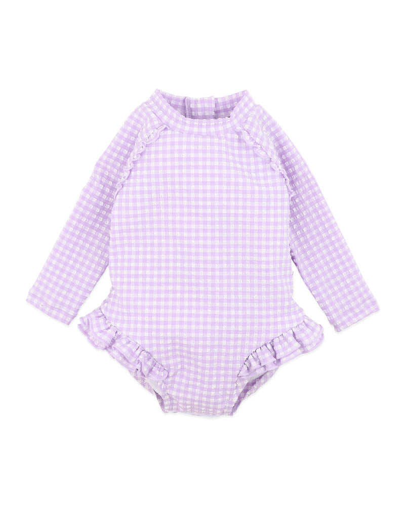 Lilac Gingham LS Sunsuit