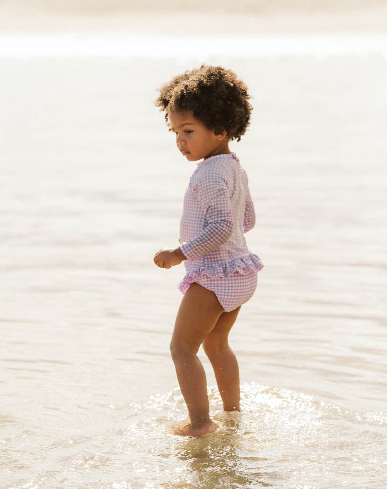 Lilac Gingham LS Sunsuit