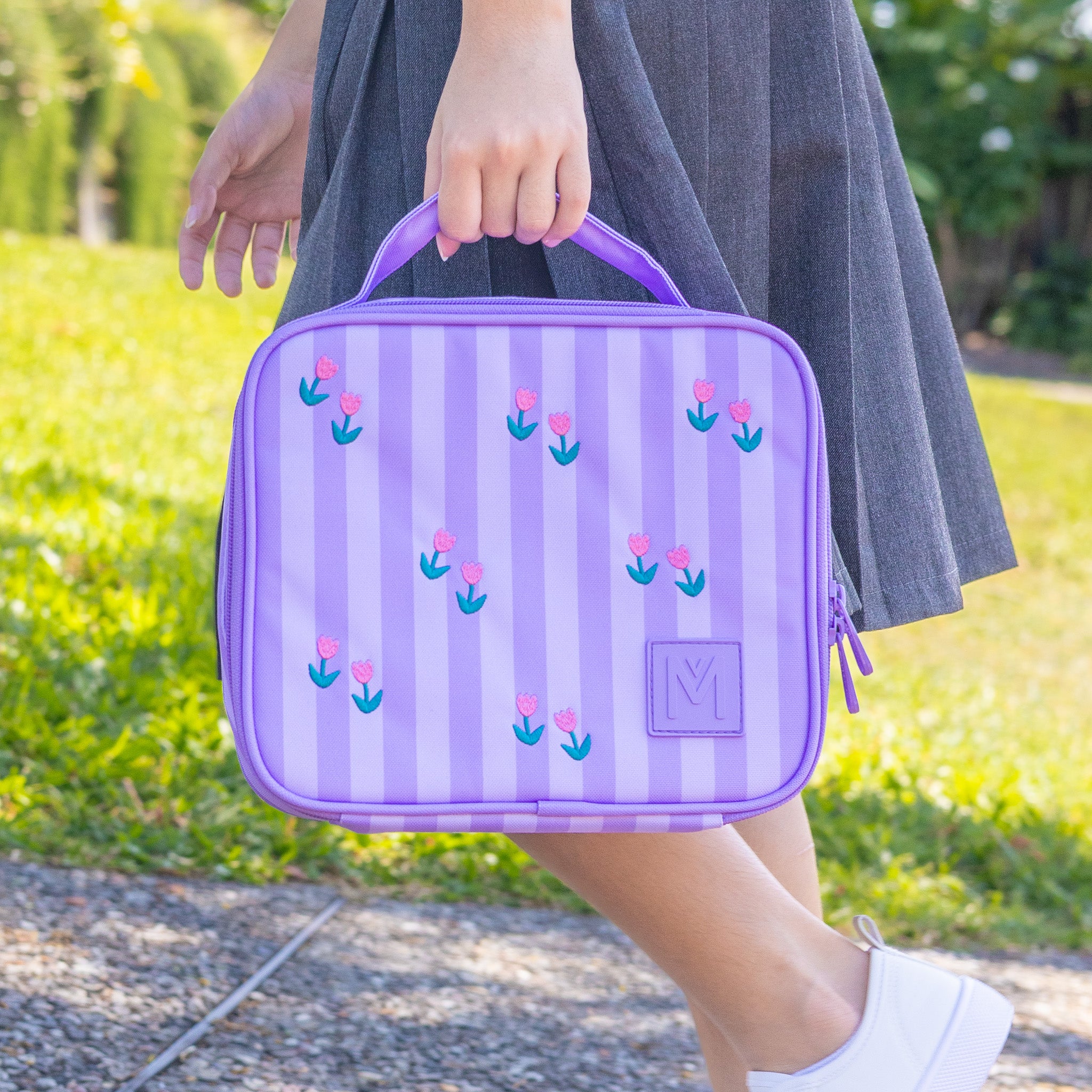MontiiCo Medium Embroidered Insulated Lunch Bag Tiny Tulips