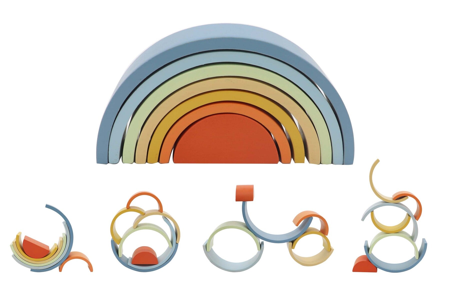 Wooden Stacking Rainbow - Denim & Rust