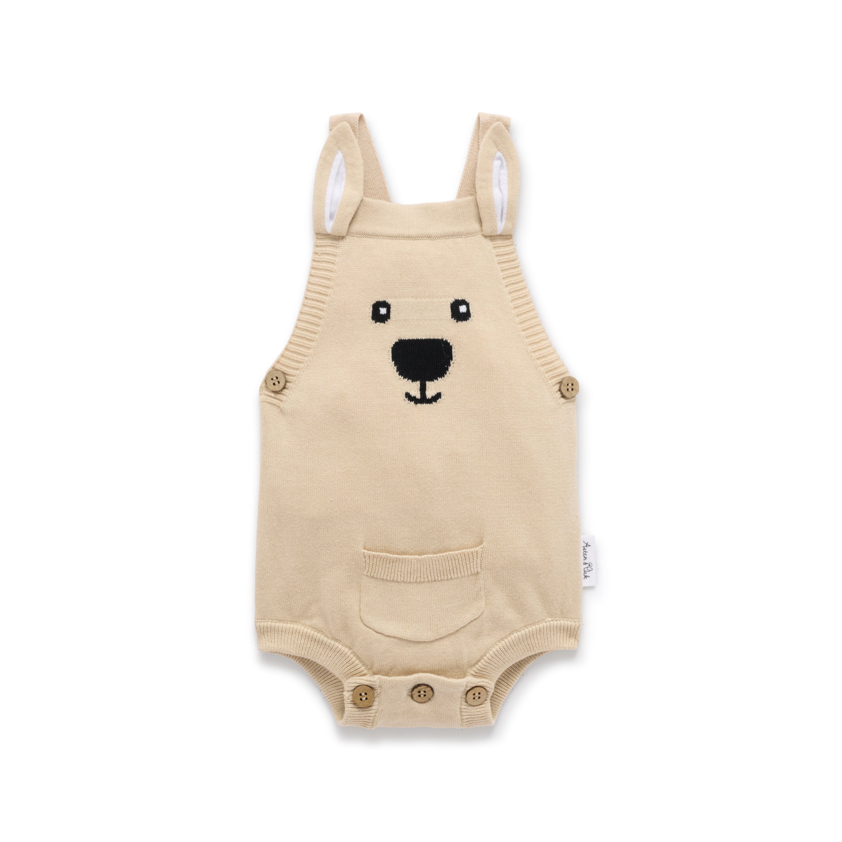 Aster & Oak Taupe Kangaroo Knit Romper