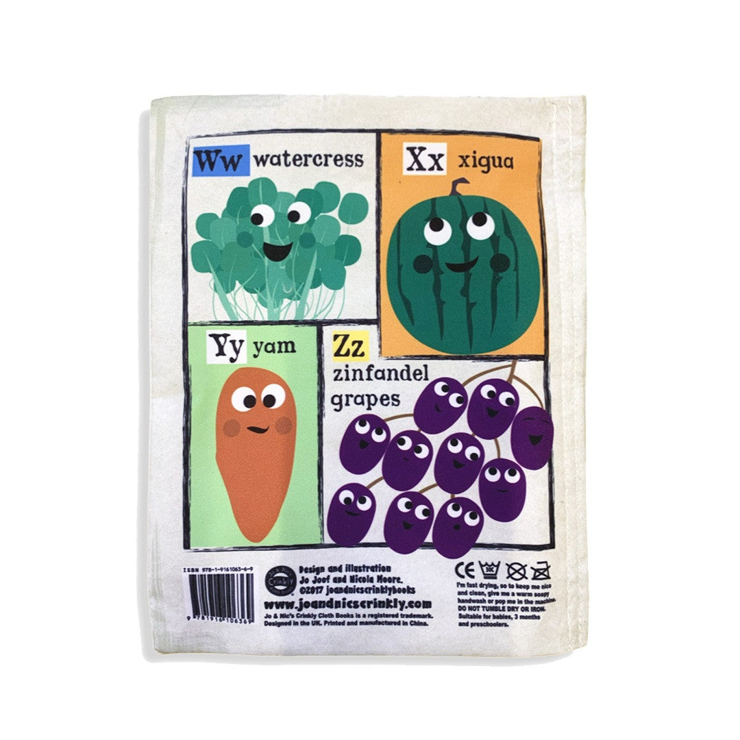 Jo and Nics Crinkly Cloth Book Fruit and Vege A-Z