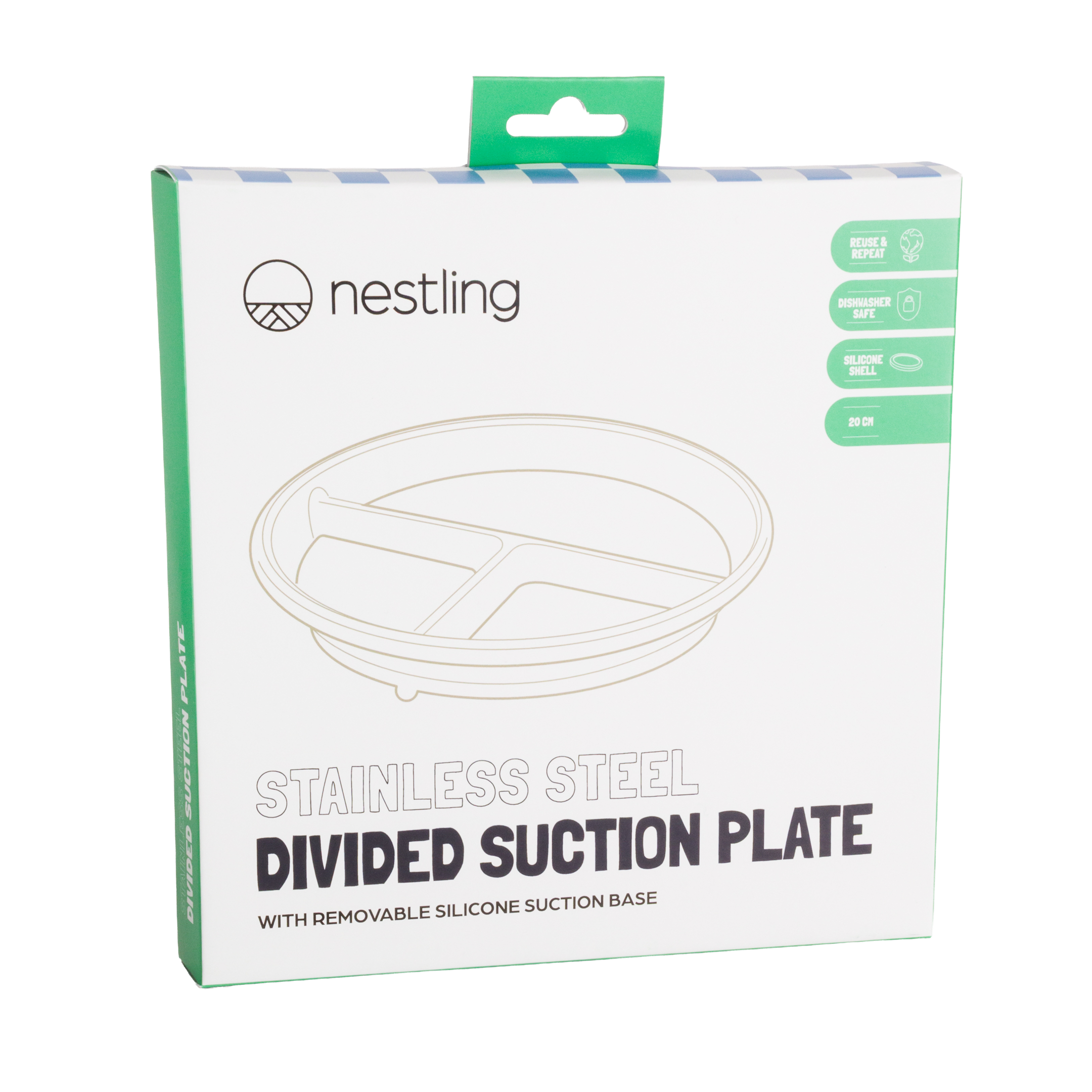 Nestling Stainless Steel Divided Suction Plate 23cm Dusty Pink