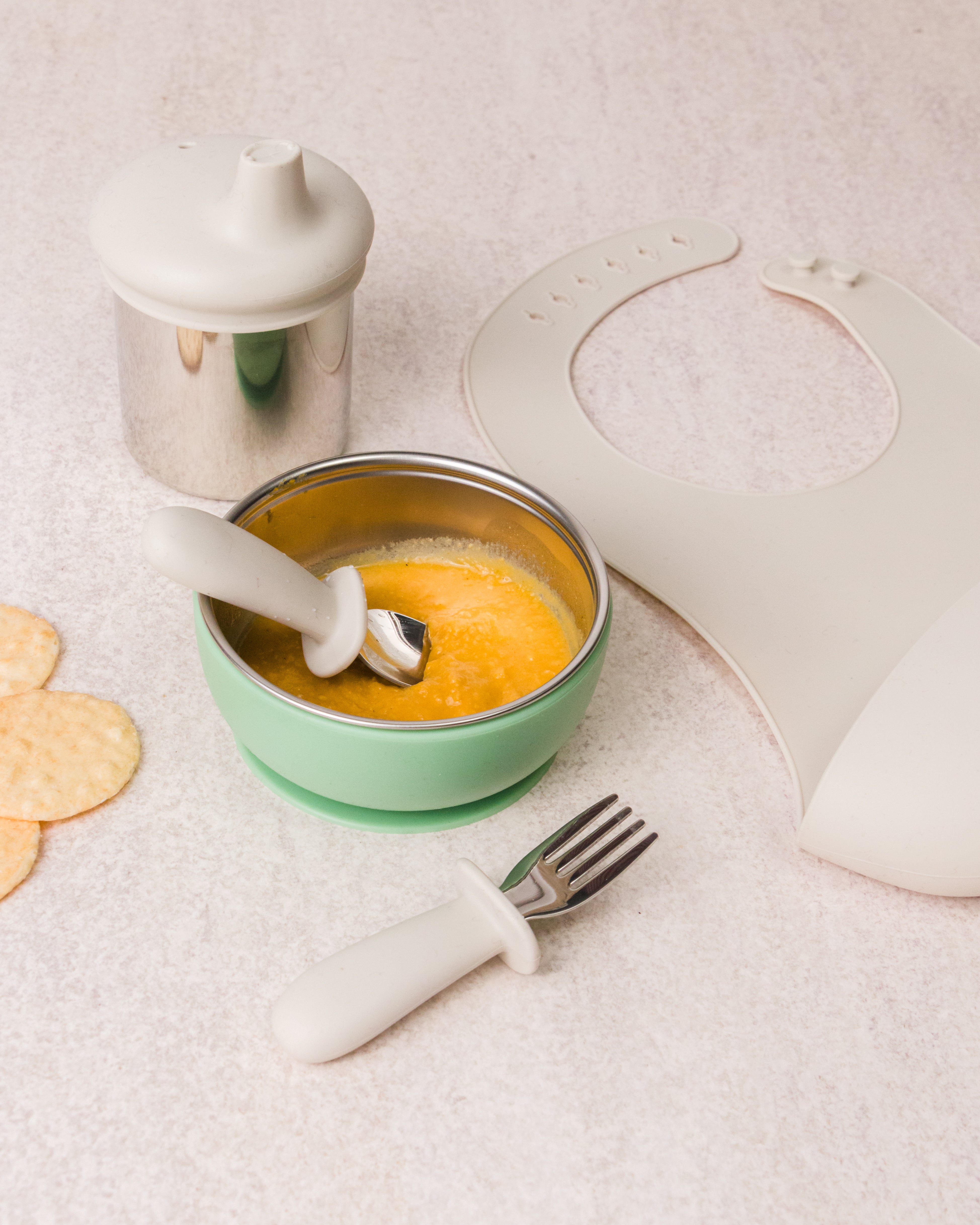 Nestling Stainless Steel Suction Bowl Sage