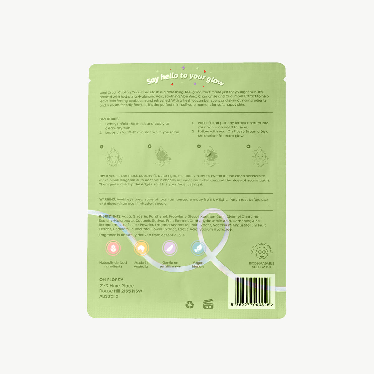 Oh Flossy Skincare Cool Crush Cooling Cucumber Mask