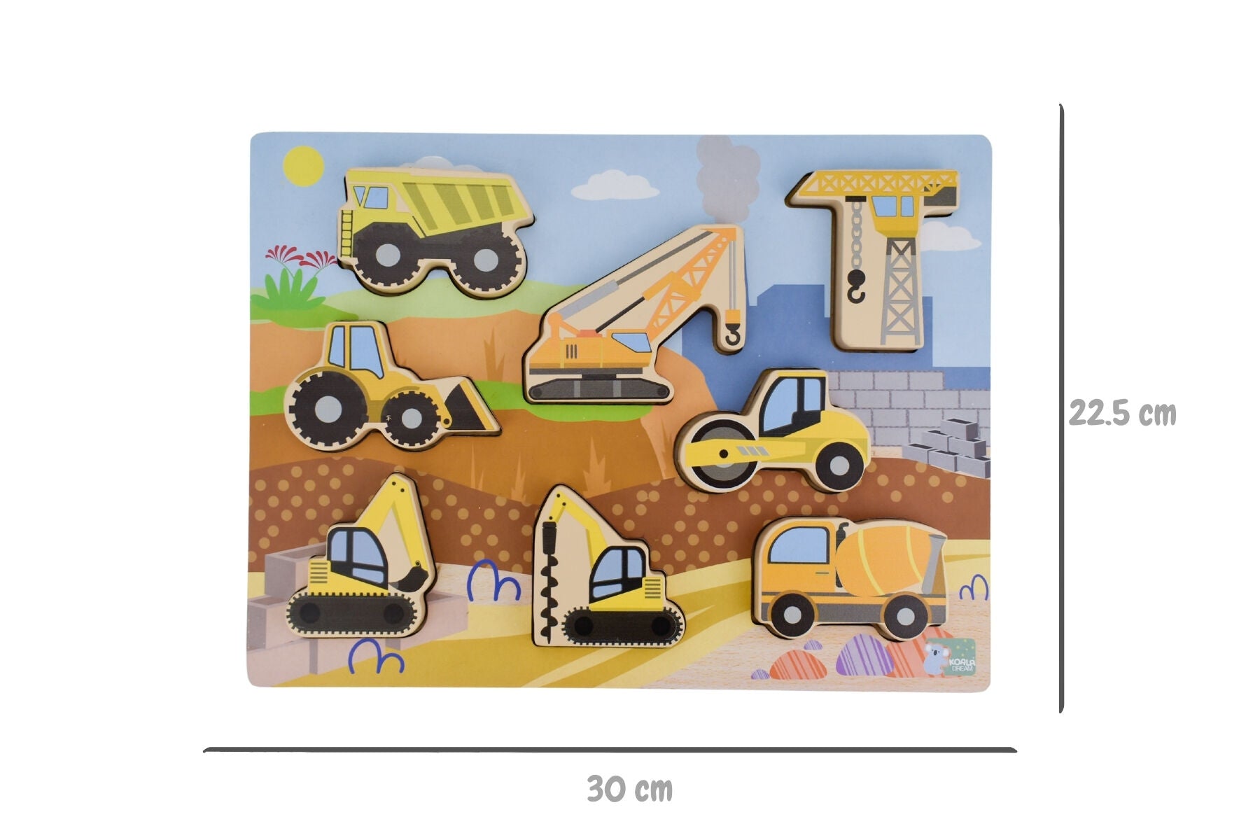 Wooden Chunky Puzzle Construction Vehicle Puzzle