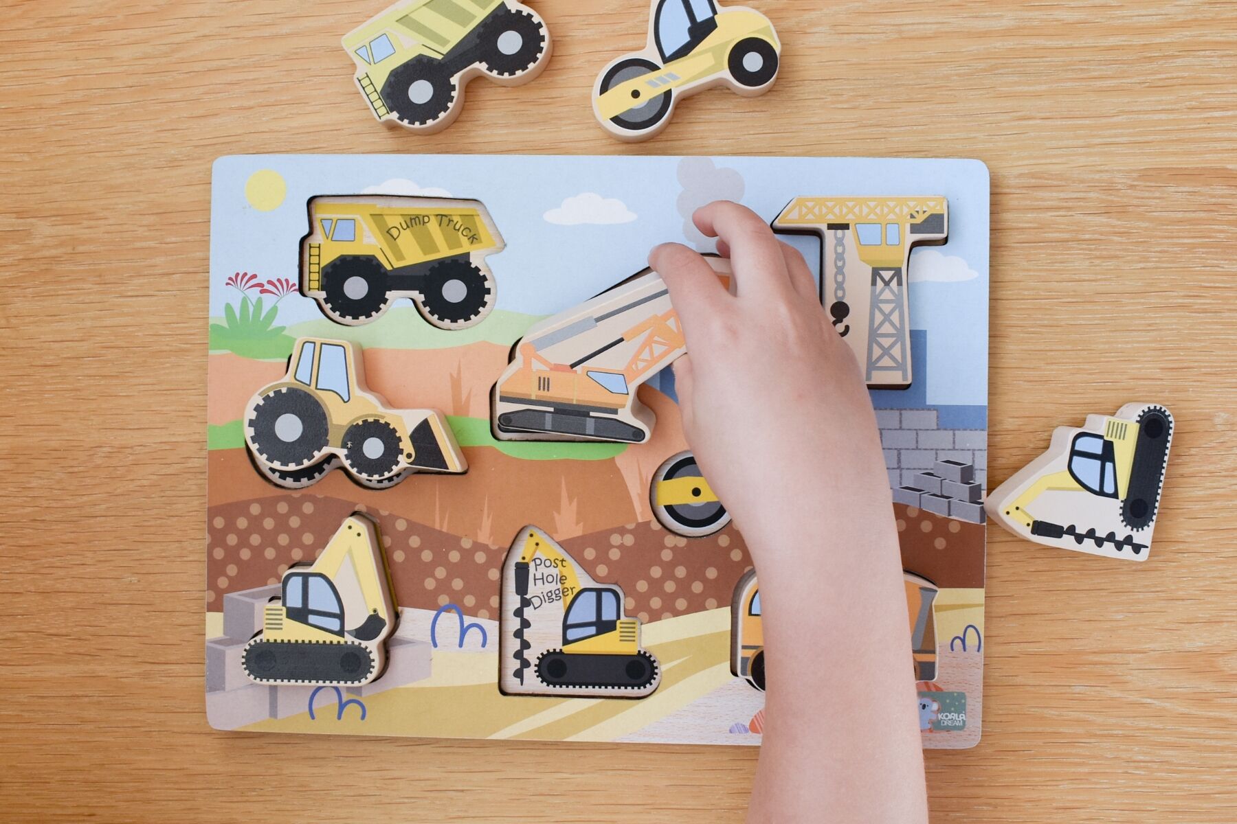 Wooden Chunky Puzzle Construction Vehicle Puzzle