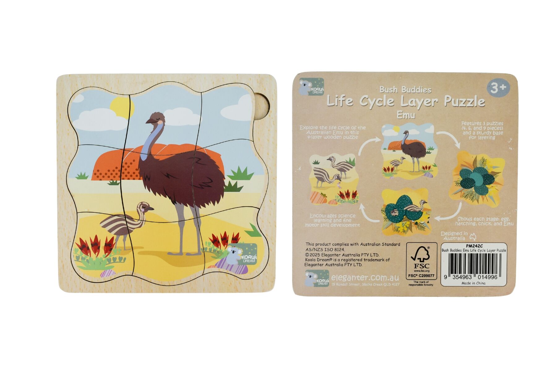 Wooden Bush Buddies Life Cycle Layer Puzzle Emu