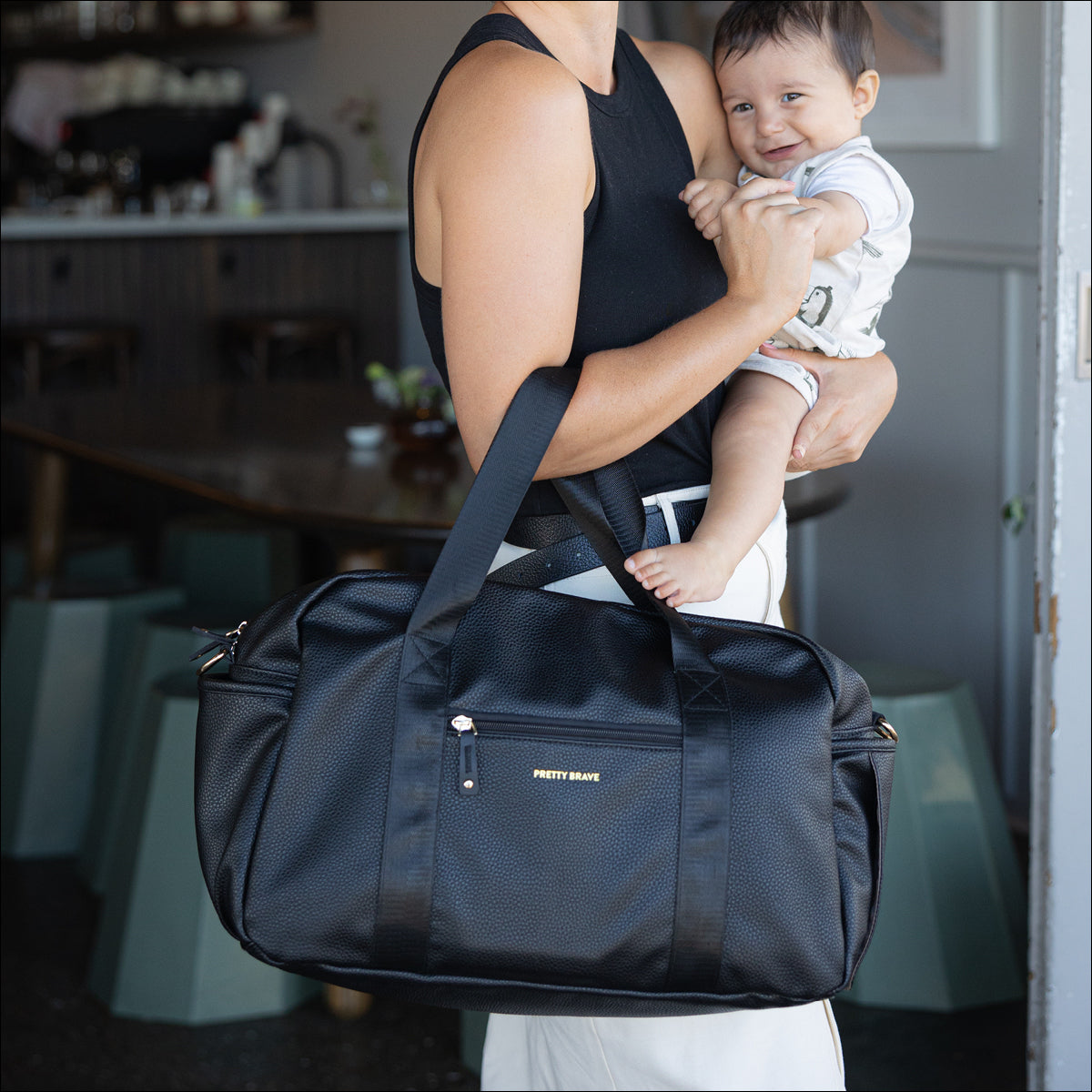 Pretty Brave Stella Baby Bag Black Pebbled