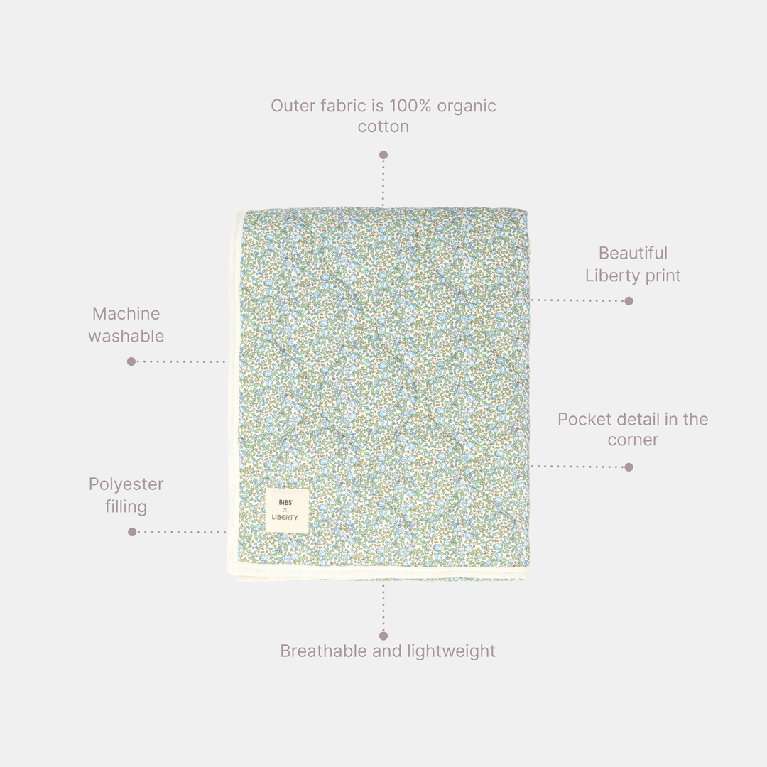 BIBS Liberty Quilted Blanket - Chamomile Lawn/Baby Blue
