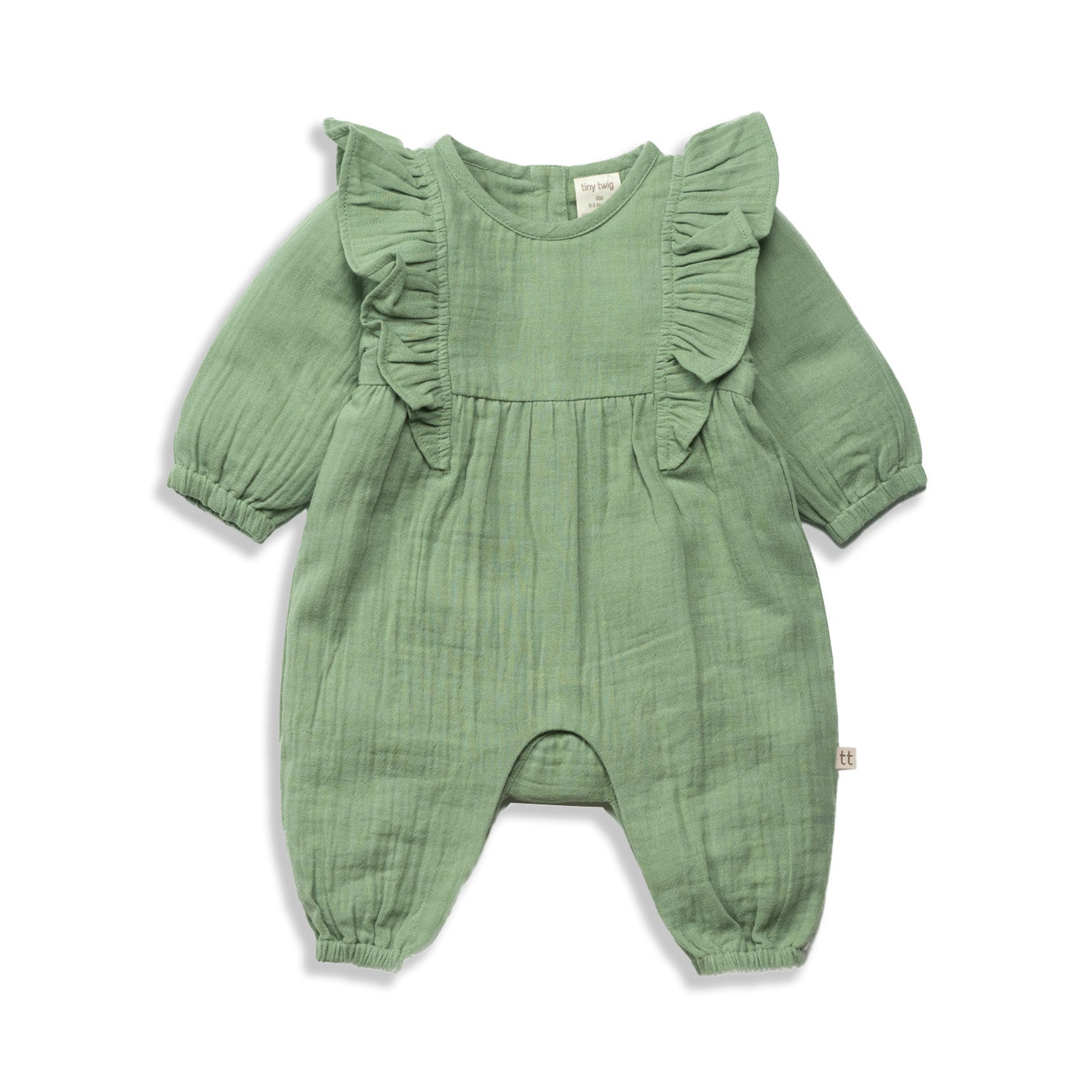 Tiny Twig Ruffle Playsuit - Basil