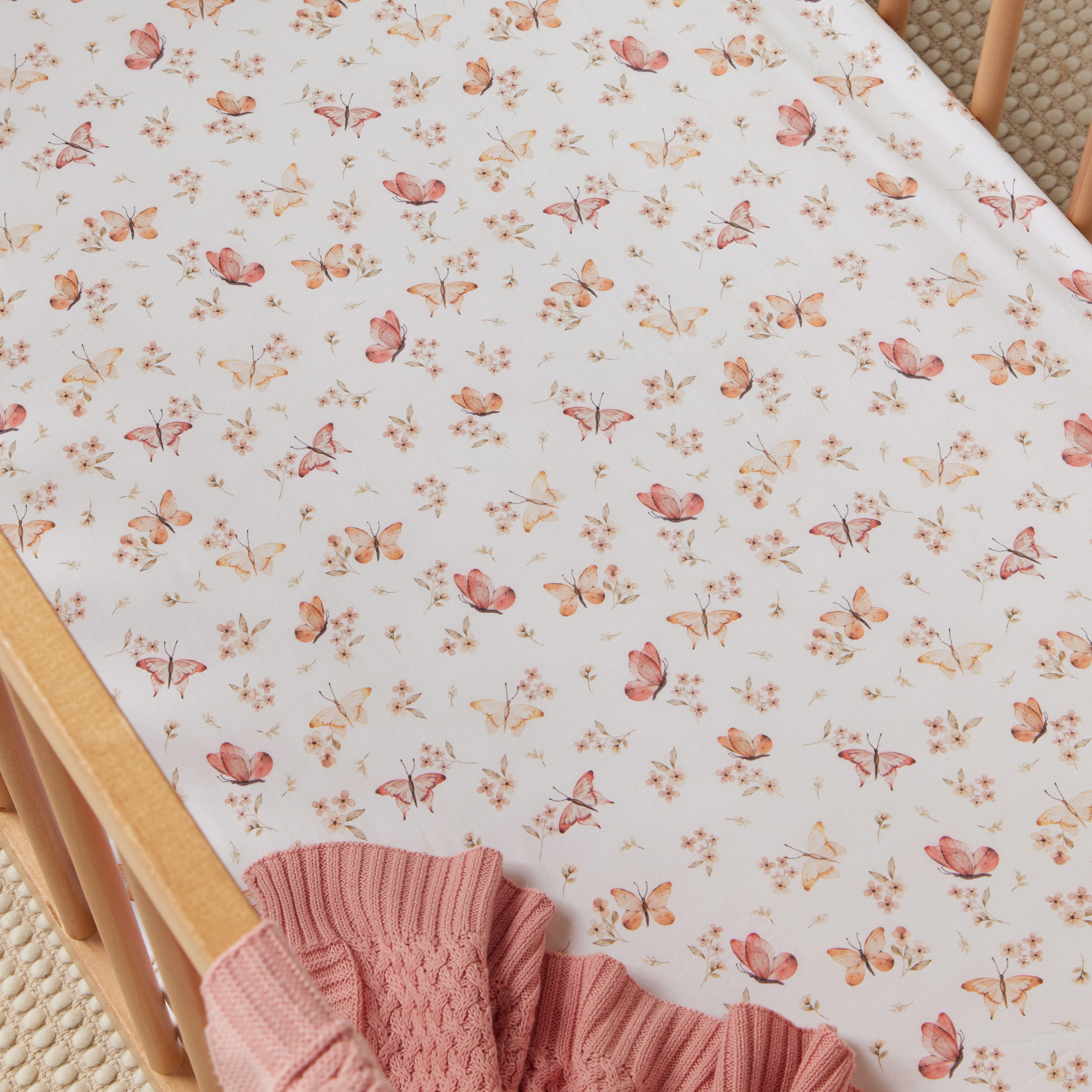 Snuggle Hunny Butterfly Organic Fitted Cot Sheet