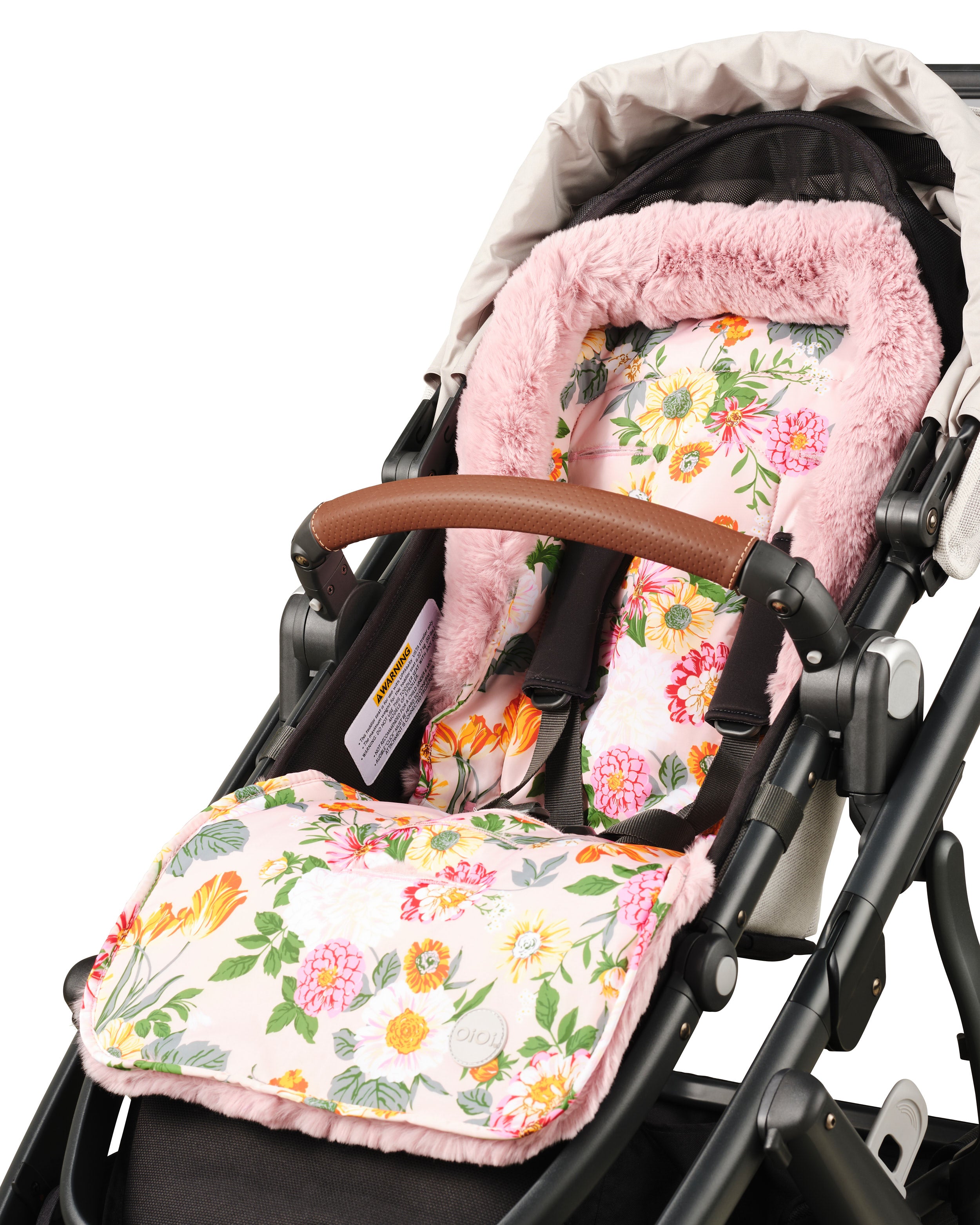 Oioi Reversible Pram Liner - Garden Party/Faux Fur