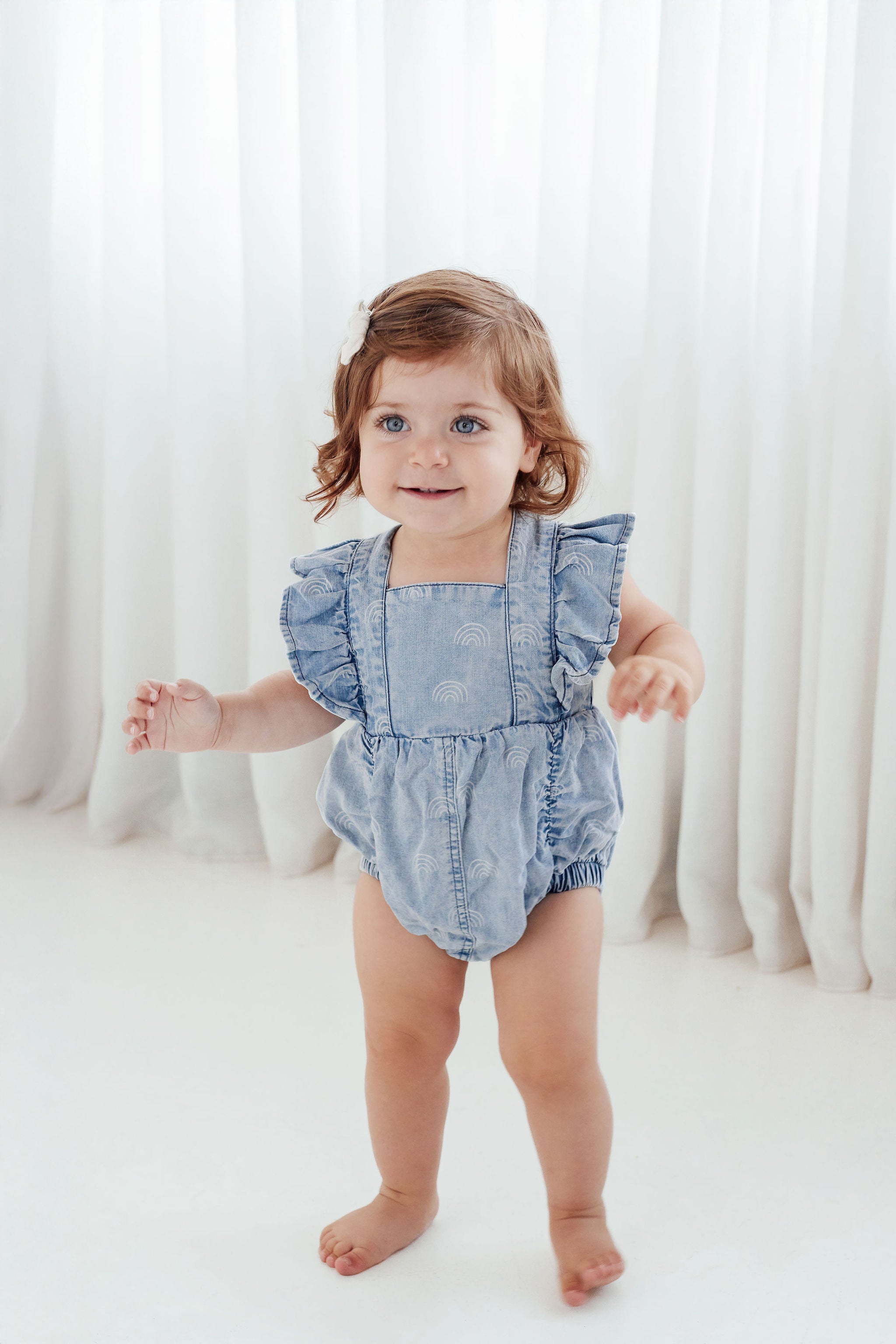 Aster & Oak Light Denim Rainbow Playsuit