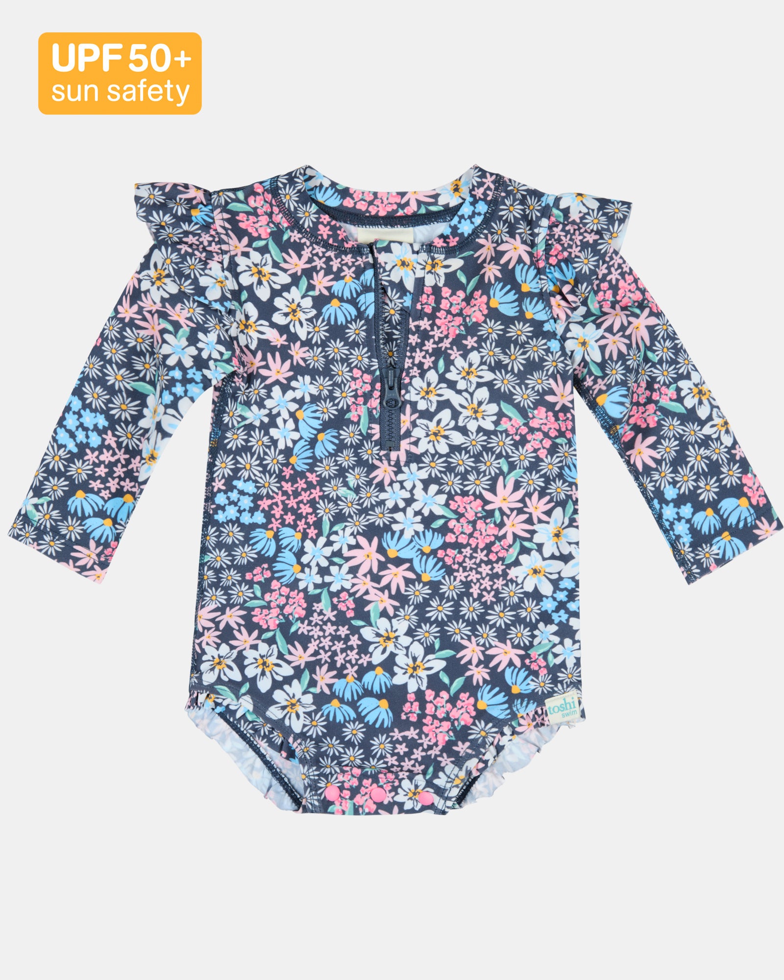 Toshi Swim Onesie Long Sleeve Ripple - Wattle Dusk