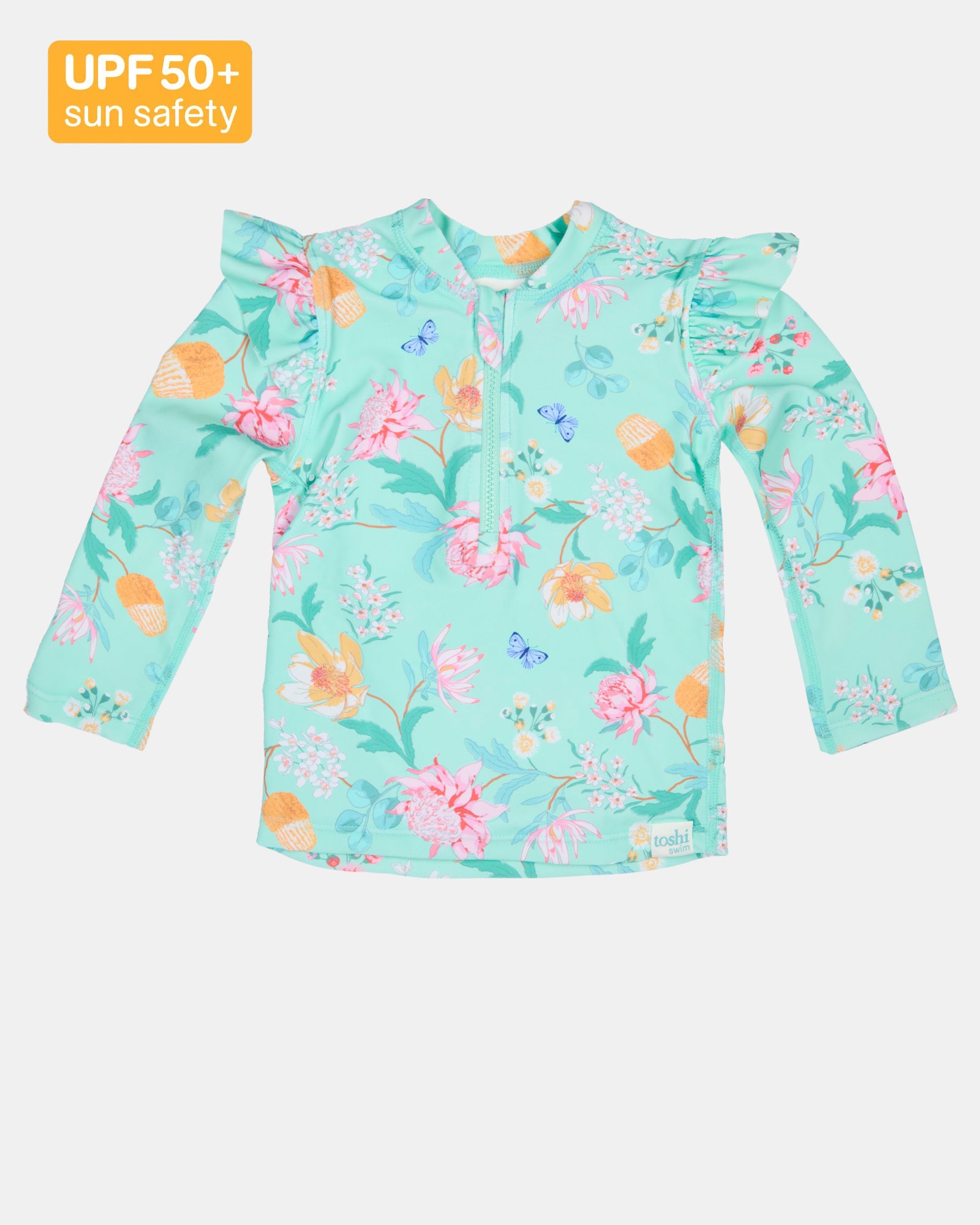 Toshi Swim Rashie Long Sleeve Ripple - Waratah Mint