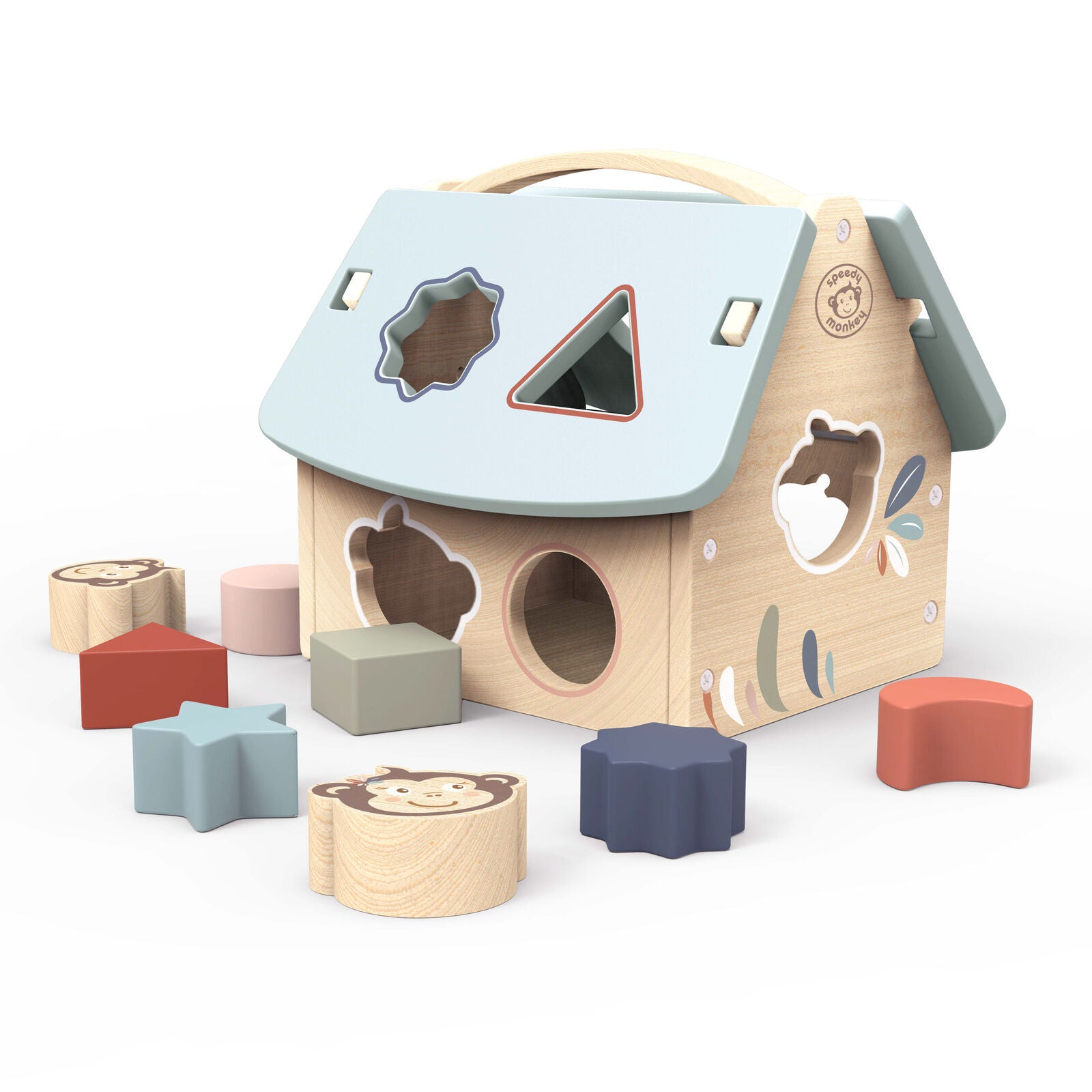 Speedy Monkey House Shape Sorter With 8 Blocks