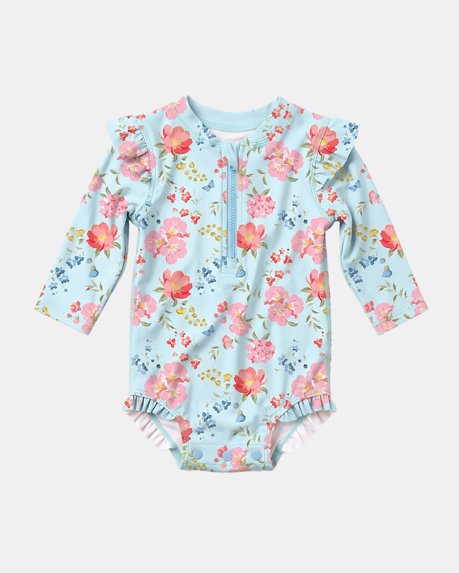 Toshi Swim Onesie Long Sleeve Twinkle Aqua Garden