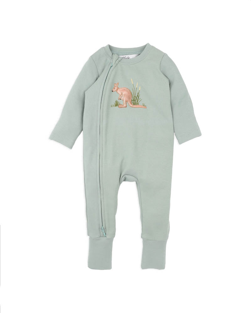 Bebe Charlie Kangaroo Organic Long Sleeve Zipsuit