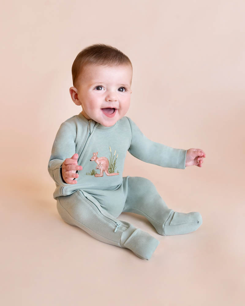 Bebe Charlie Kangaroo Organic Long Sleeve Zipsuit