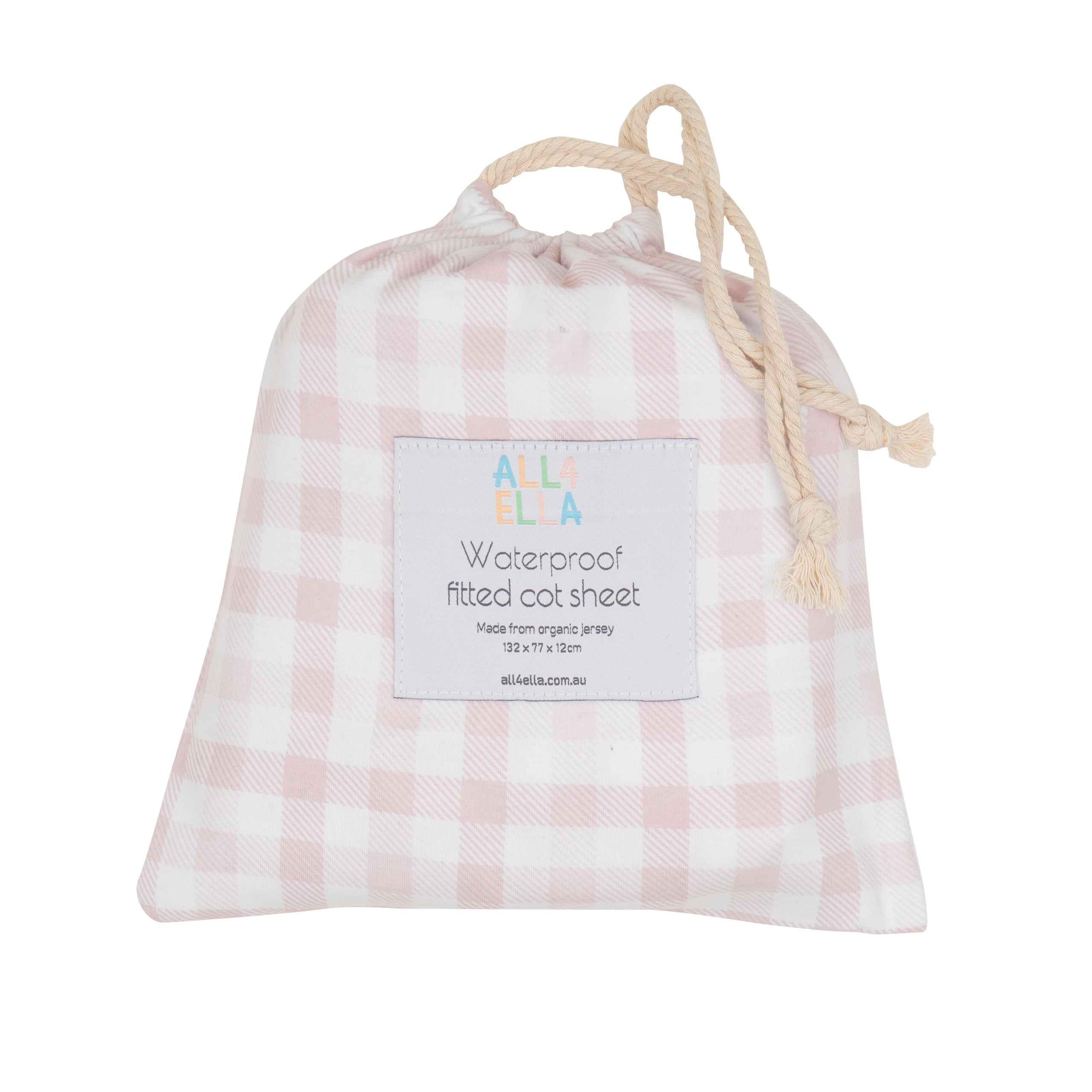 All4Ella Waterproof Fitted Cot Sheet - Gingham Pink