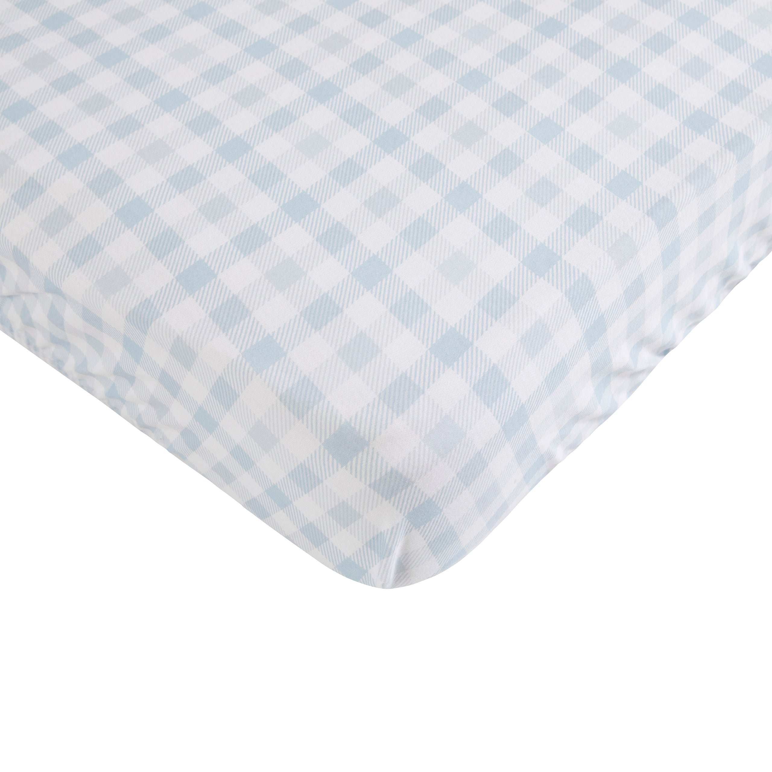 All4Ella Waterproof Fitted Cot Sheet - Gingham Blue