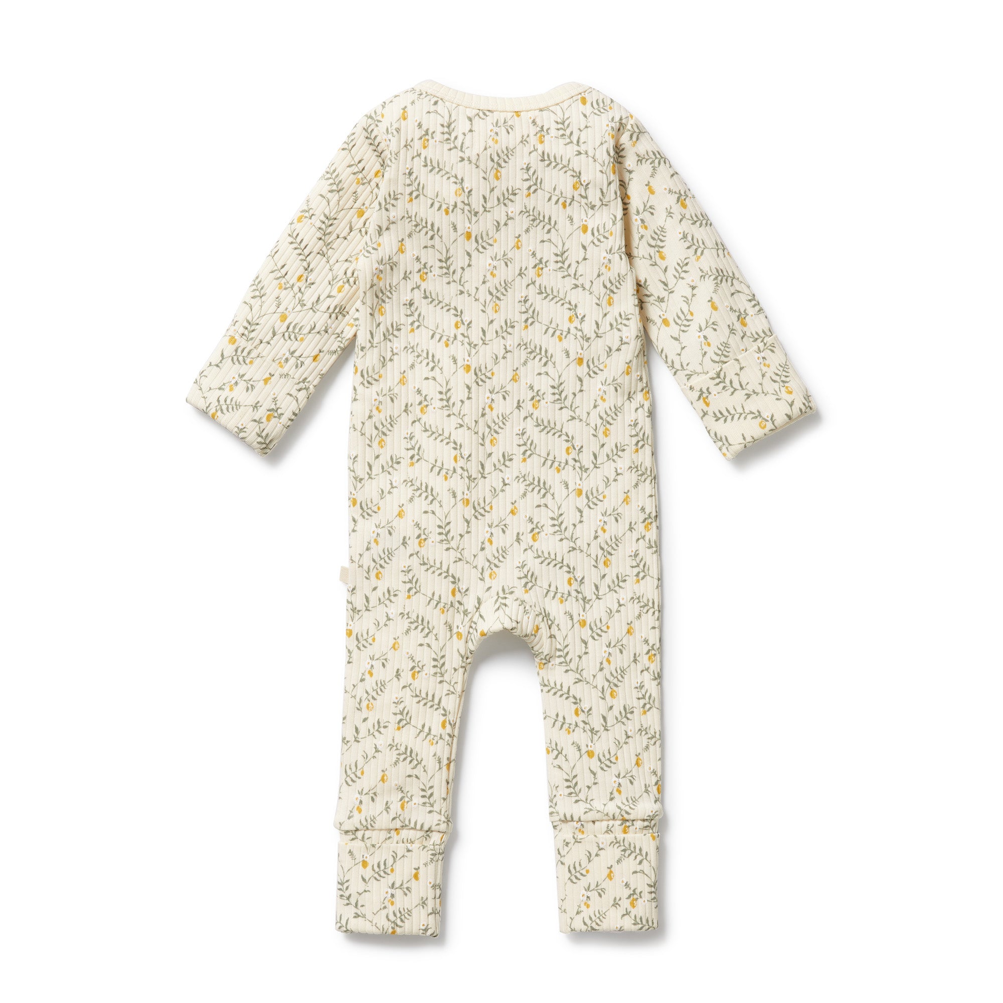 Wiilson & Frenchy Lemon leaf Organic Zipsuit with Feet