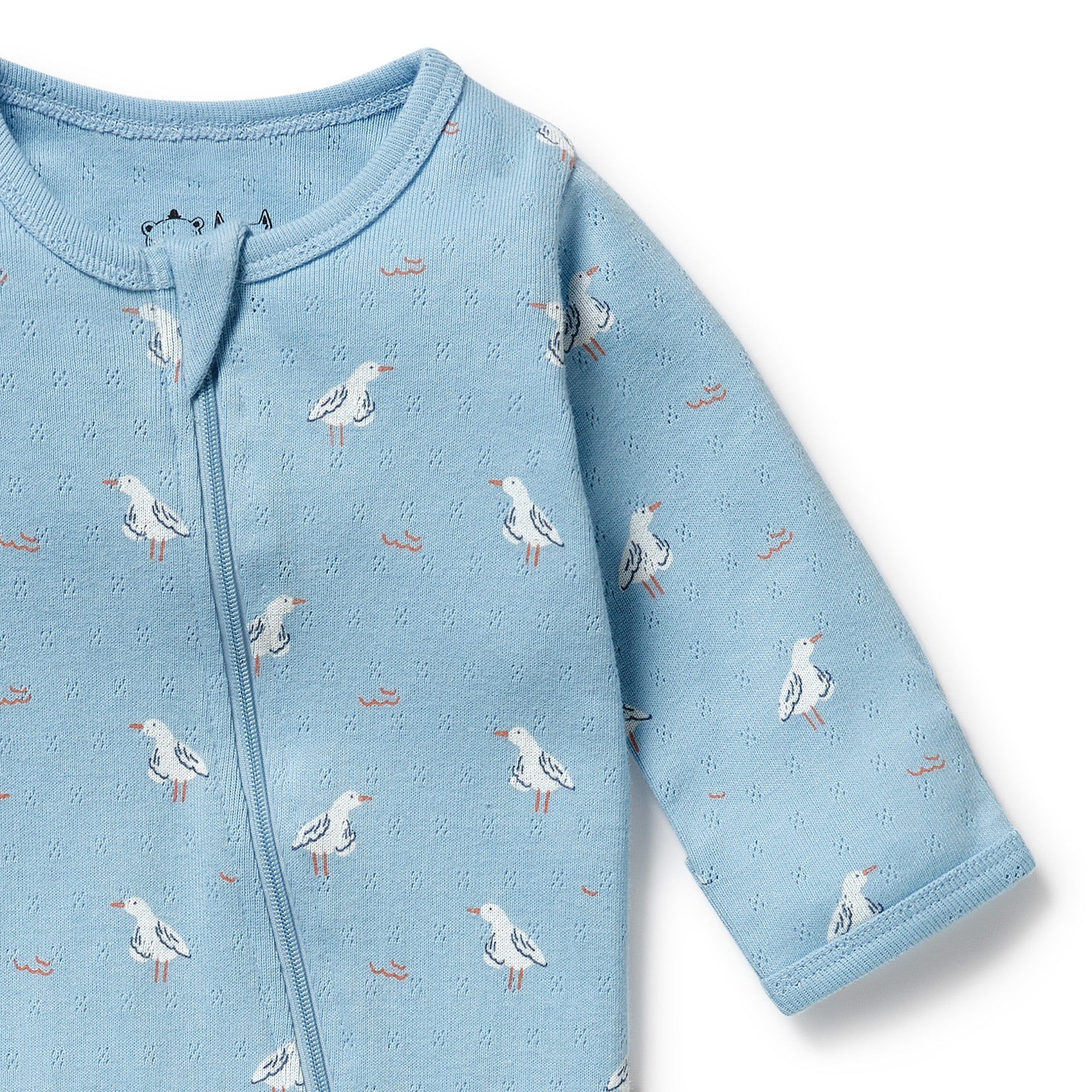 Wilson & Frenchy Sunny Seagulls Organic Pointelle Zipsuit