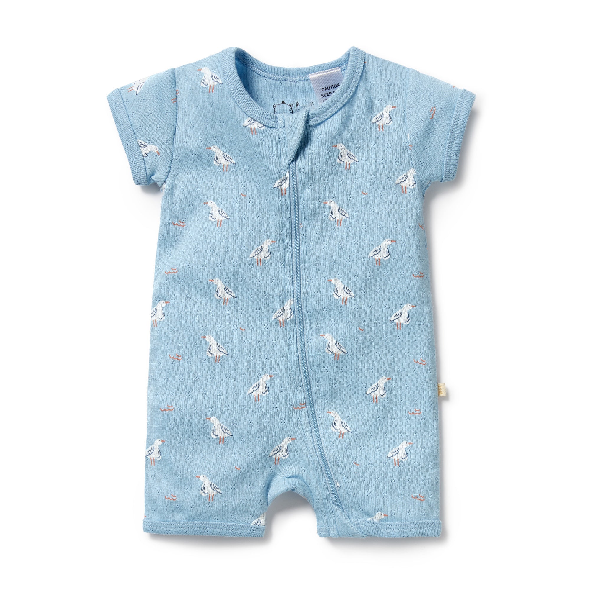 Wilson & Frenchy Sunny Seagulls Organic Pointelle Boyleg Zipsuit