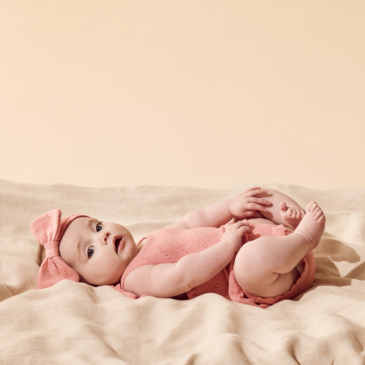 Wilson & Frenchy Petal Pink Organic Knitted Pointelle Headband