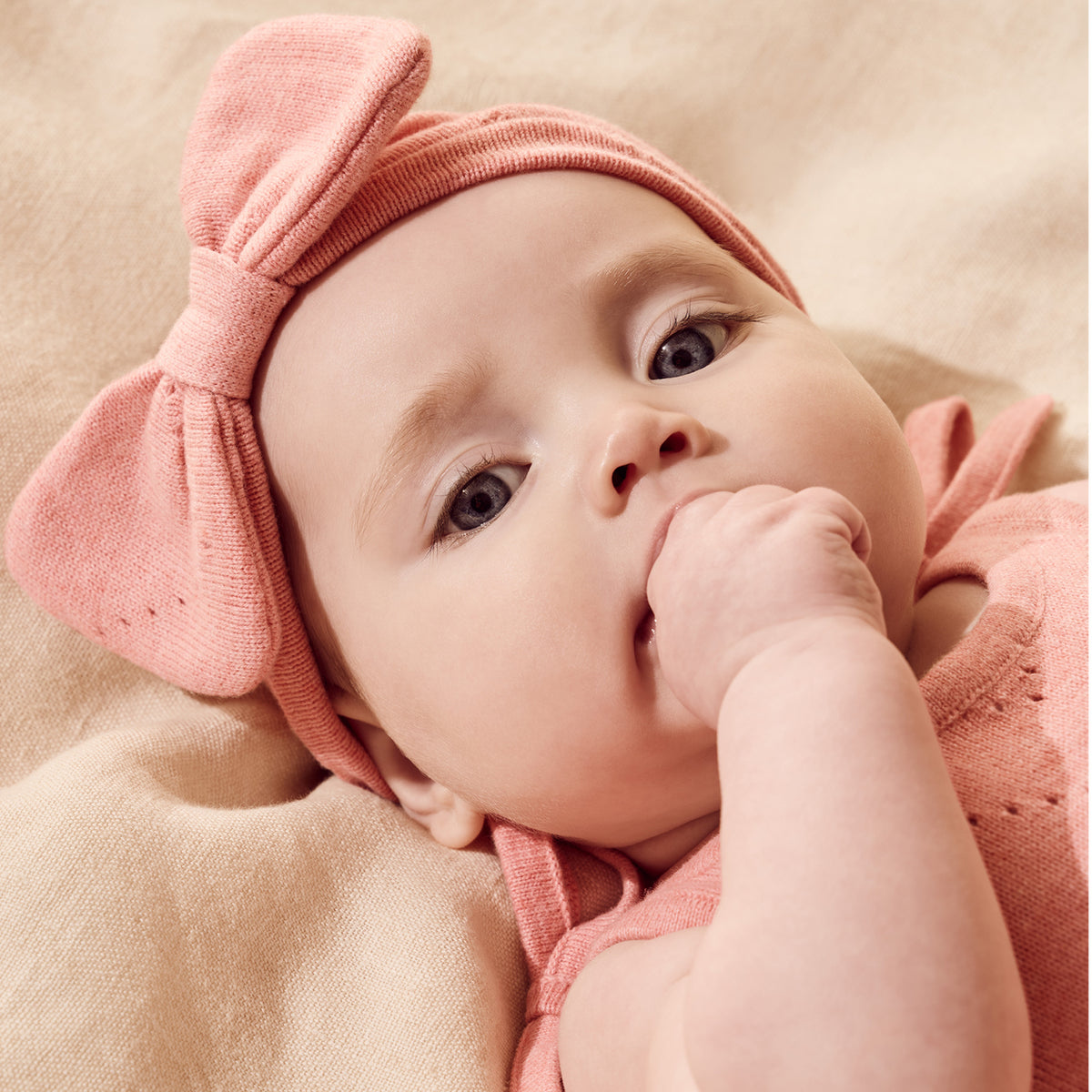 Wilson & Frenchy Petal Pink Organic Knitted Pointelle Headband