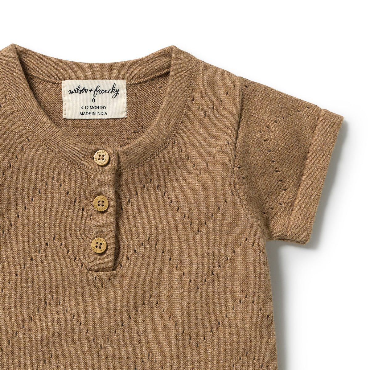Wilson & Frenchy Ginger Snap Organic Knitted Pointelle Bodysuit