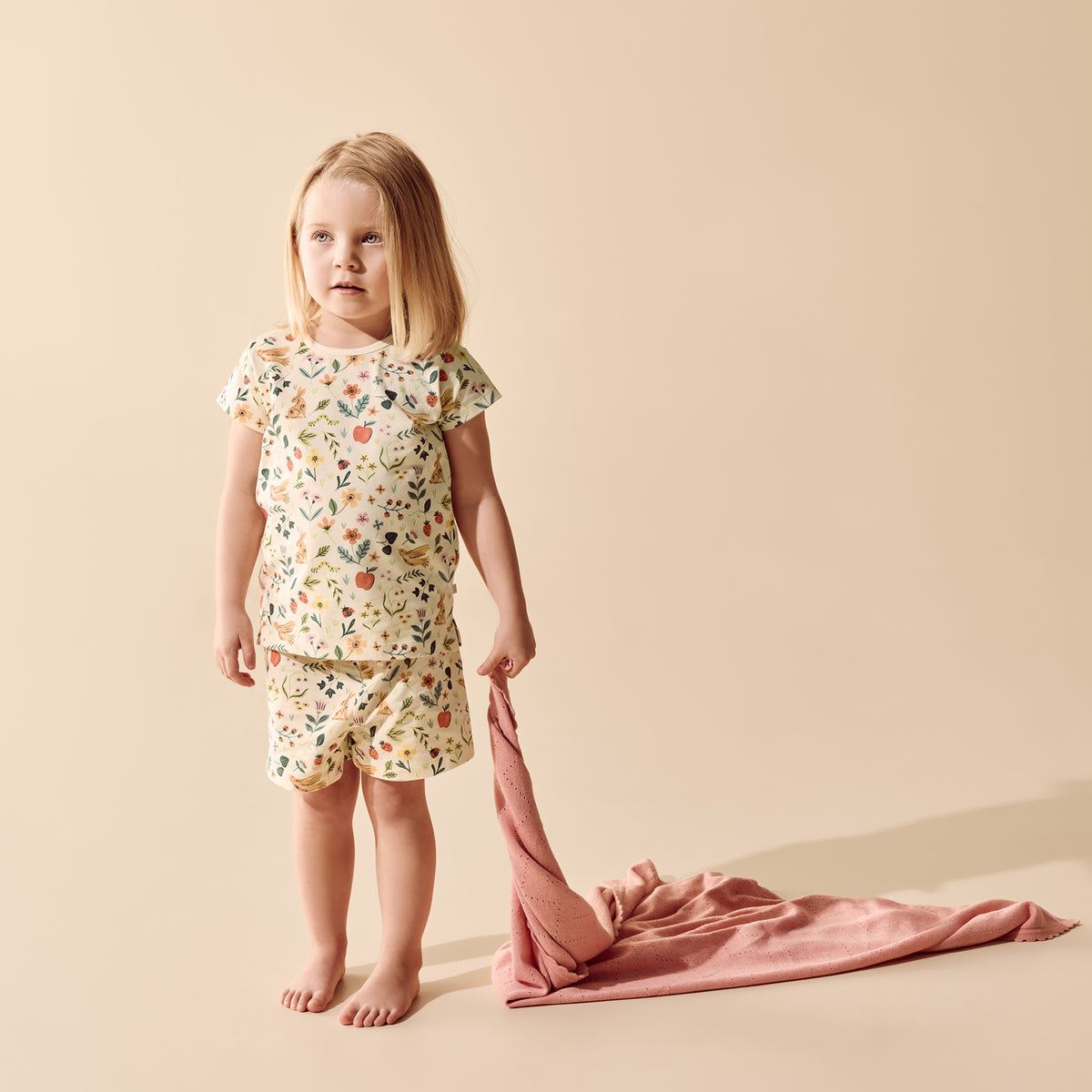 Wilson & Frenchy Petal Pink Organic Knitted Pointelle Blanket