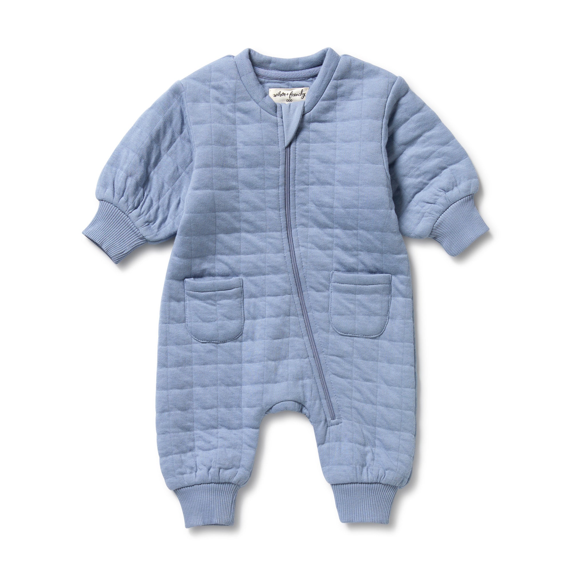 Wilson & Frenchy Organic Quilted Growsuit - Sky Blue