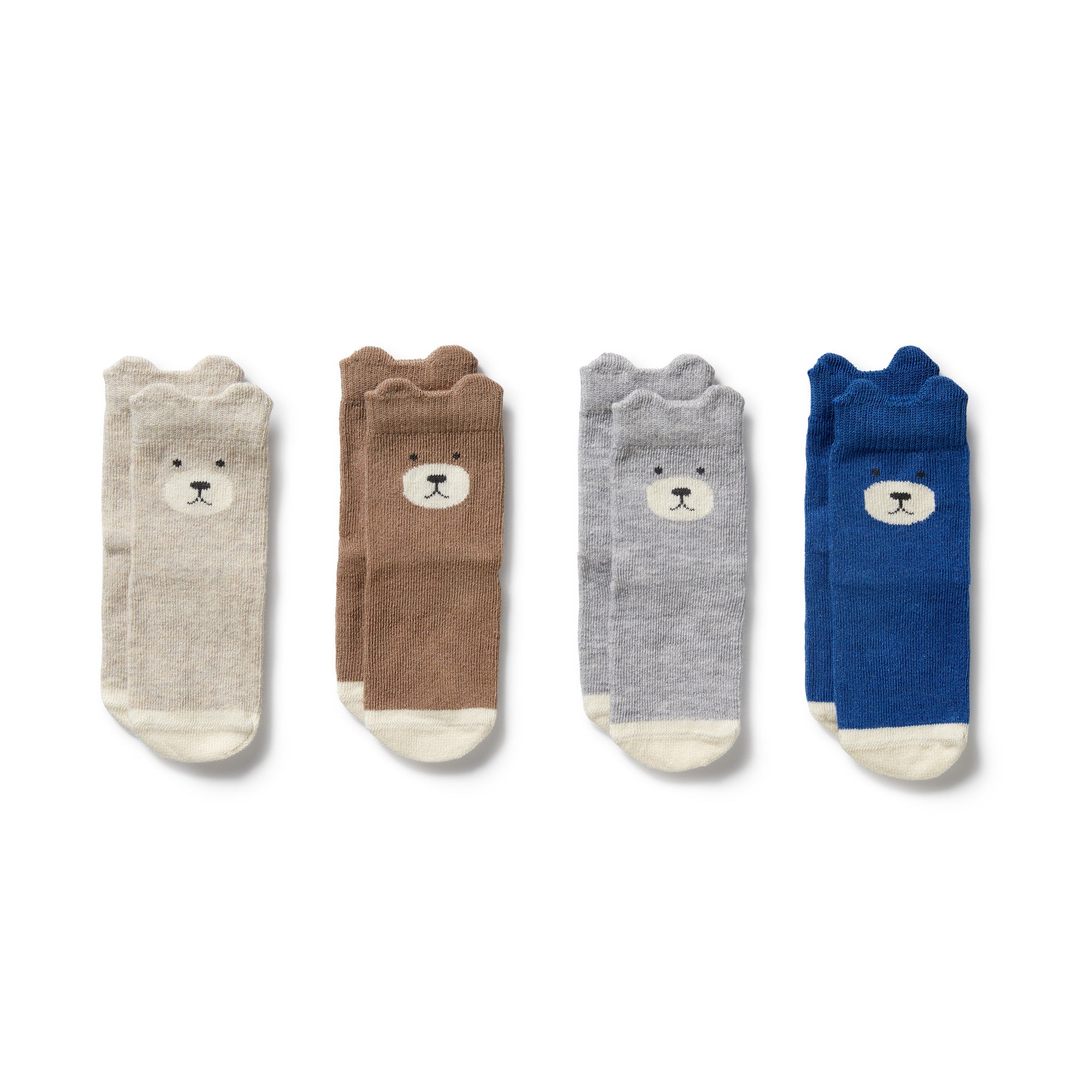 Wilson & Frenchy Organic Cotton 4pk Baby Sock Neutral With Blue