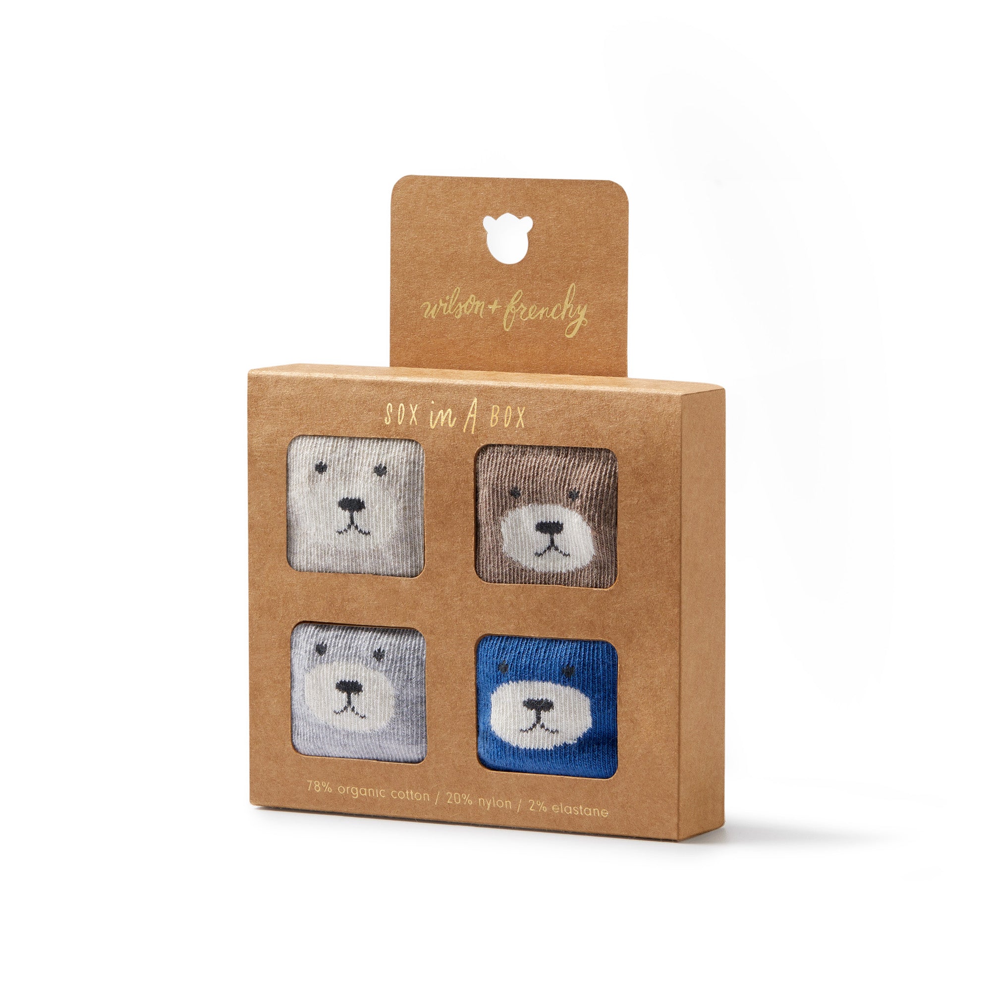 Wilson & Frenchy Organic Cotton 4pk Baby Sock Neutral With Blue