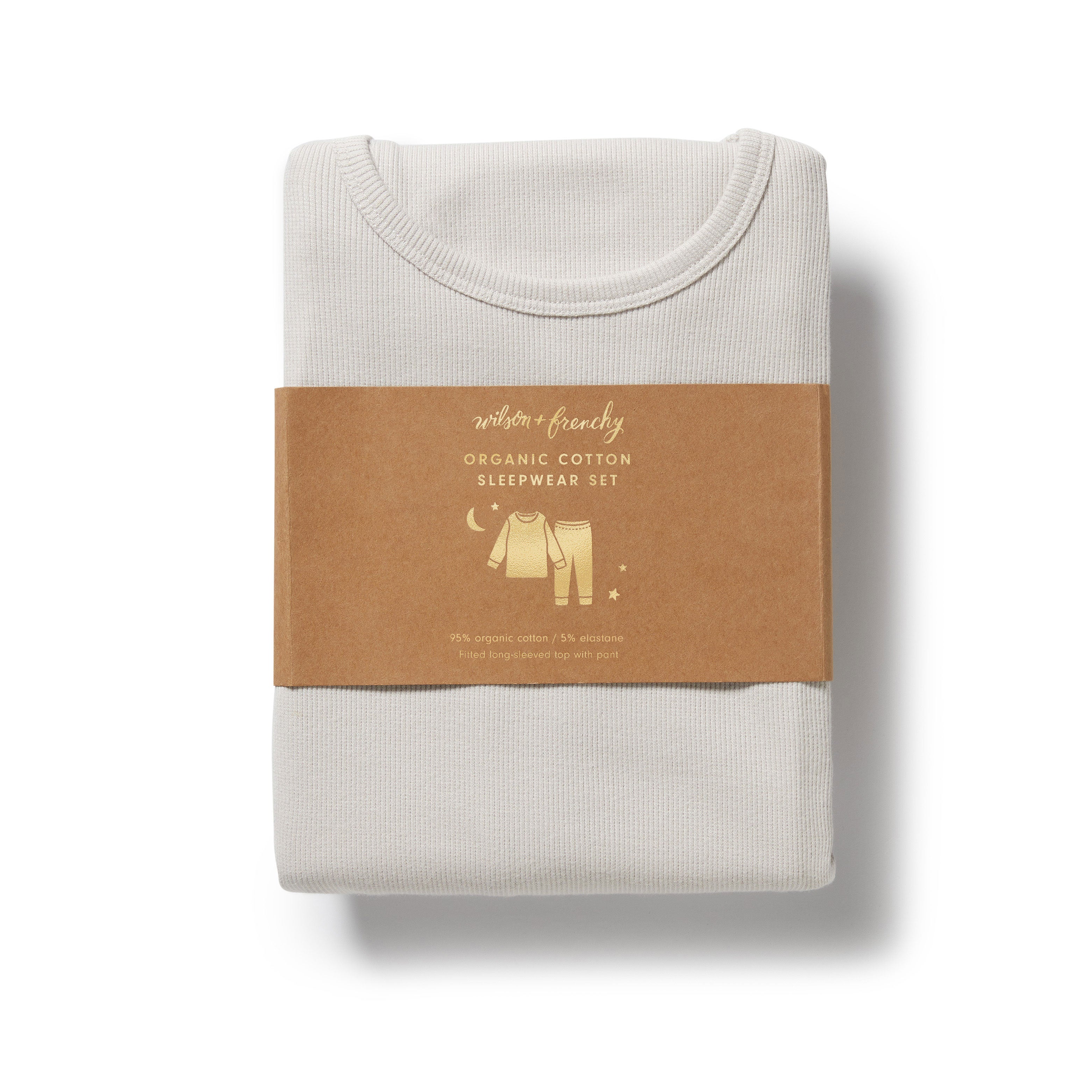 Wilson & Frenchy Organic Cotton Rib Long Sleeve Pyjamas - Cloud