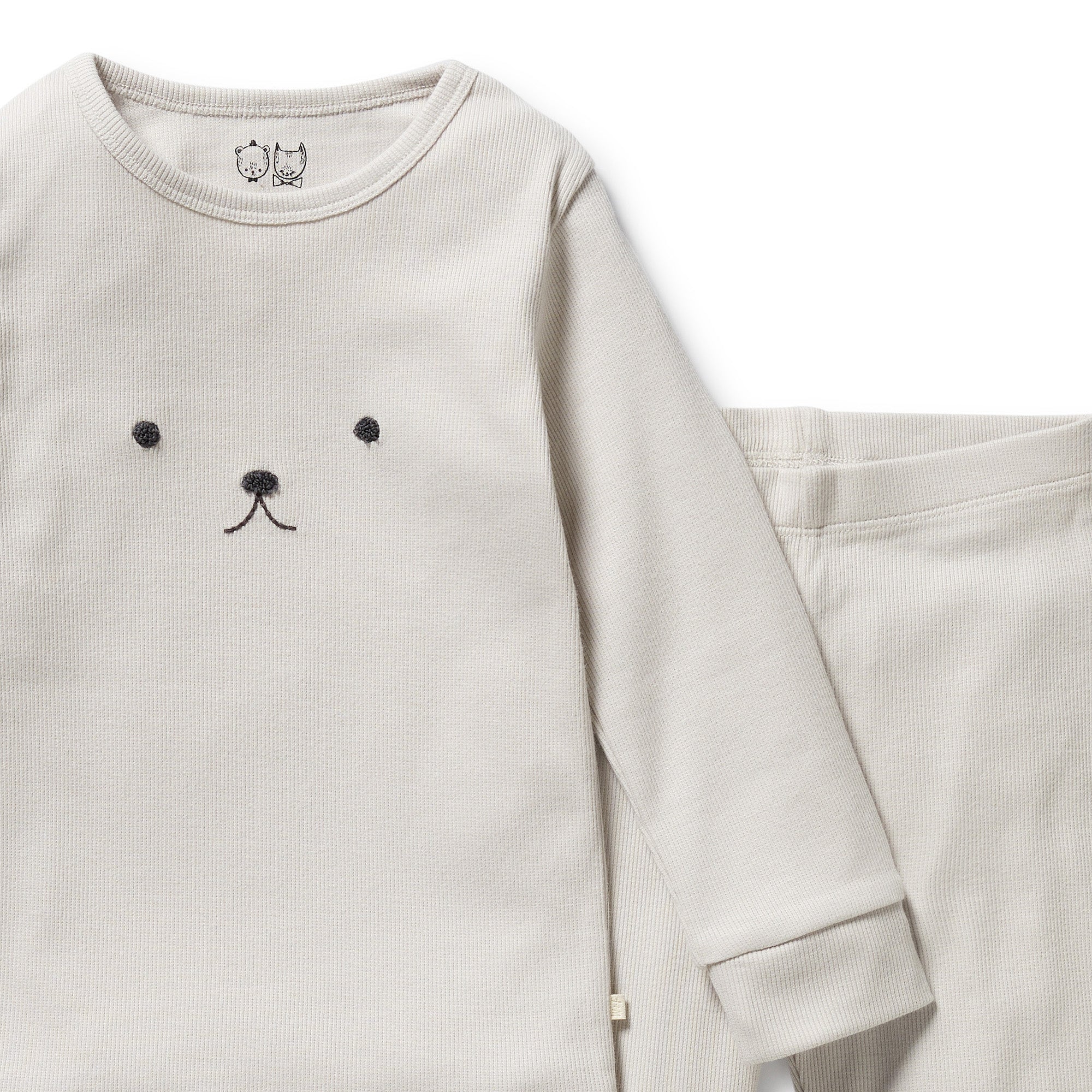 Wilson & Frenchy Organic Cotton Rib Long Sleeve Pyjamas - Cloud