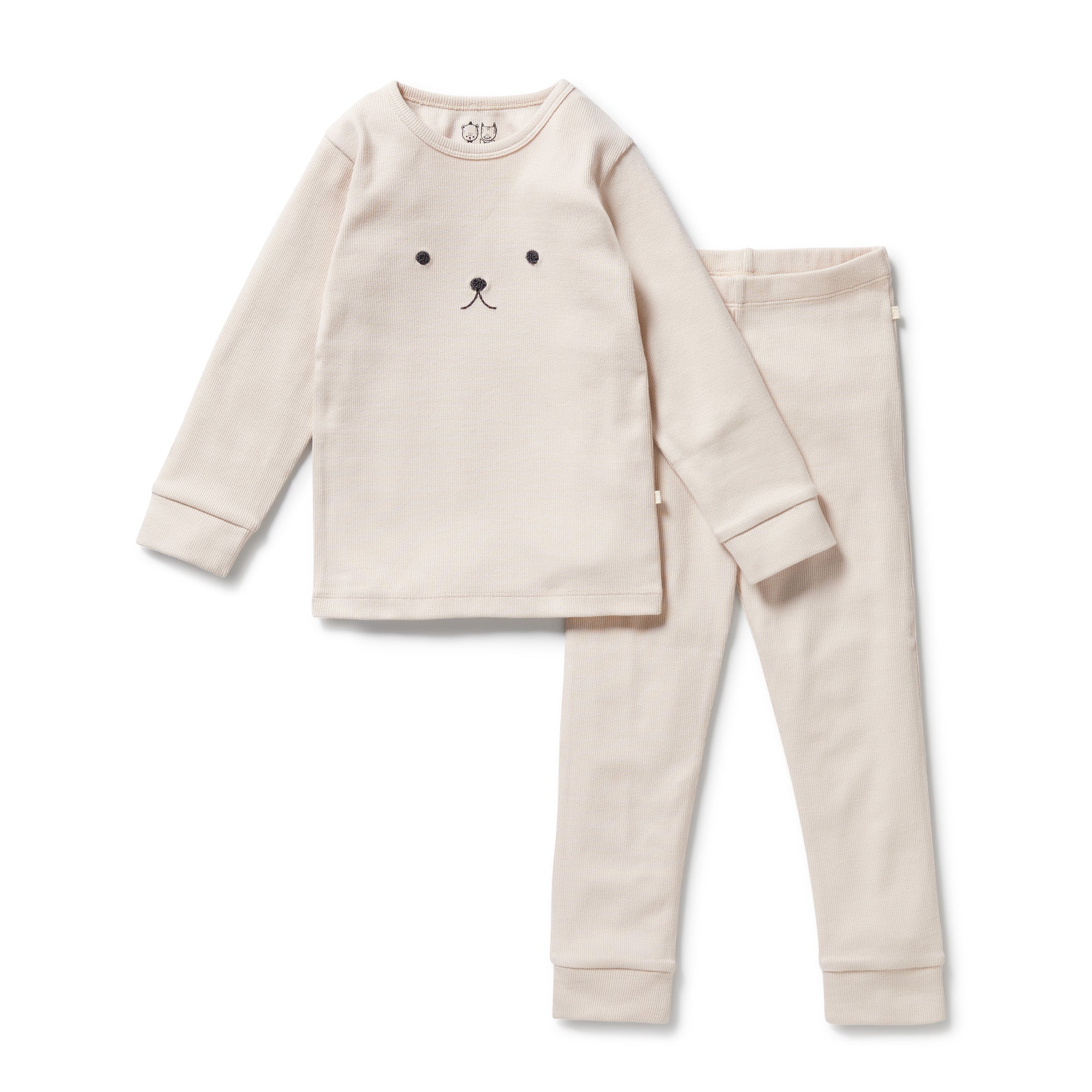 Wilson & Frenchy Organic Cotton Rib Long Sleeve Pyjamas - Dusty Rose