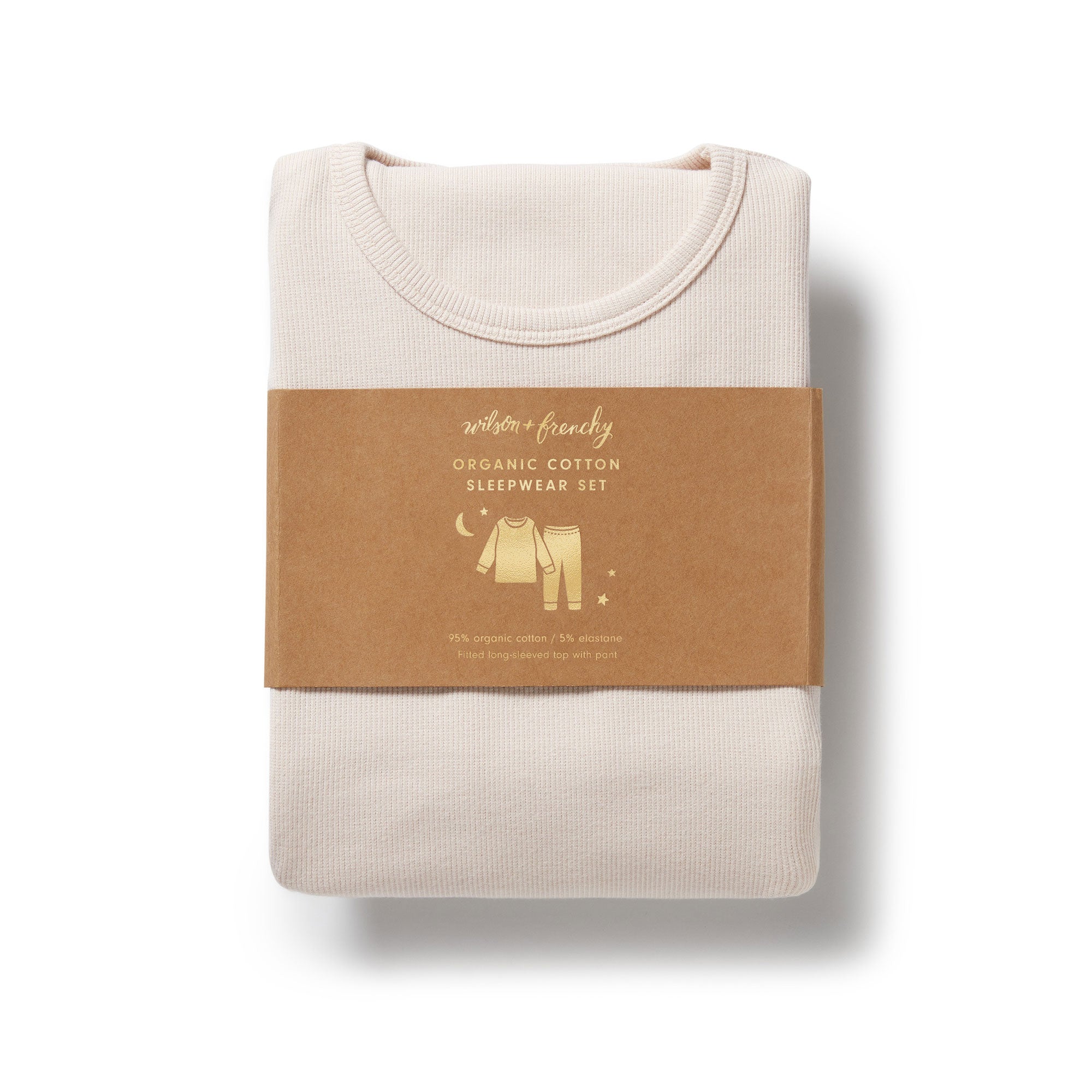 Wilson & Frenchy Organic Cotton Rib Long Sleeve Pyjamas - Dusty Rose