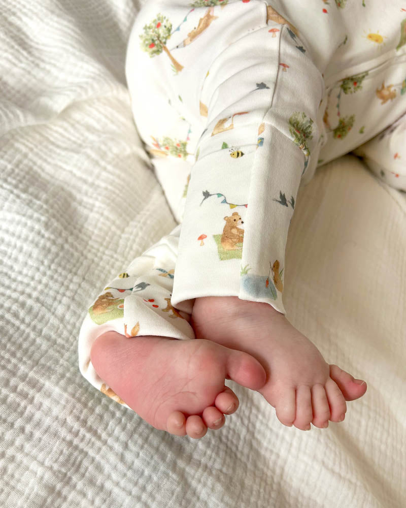 Bebe Bear Print Organic Long Sleeve Zipsuit