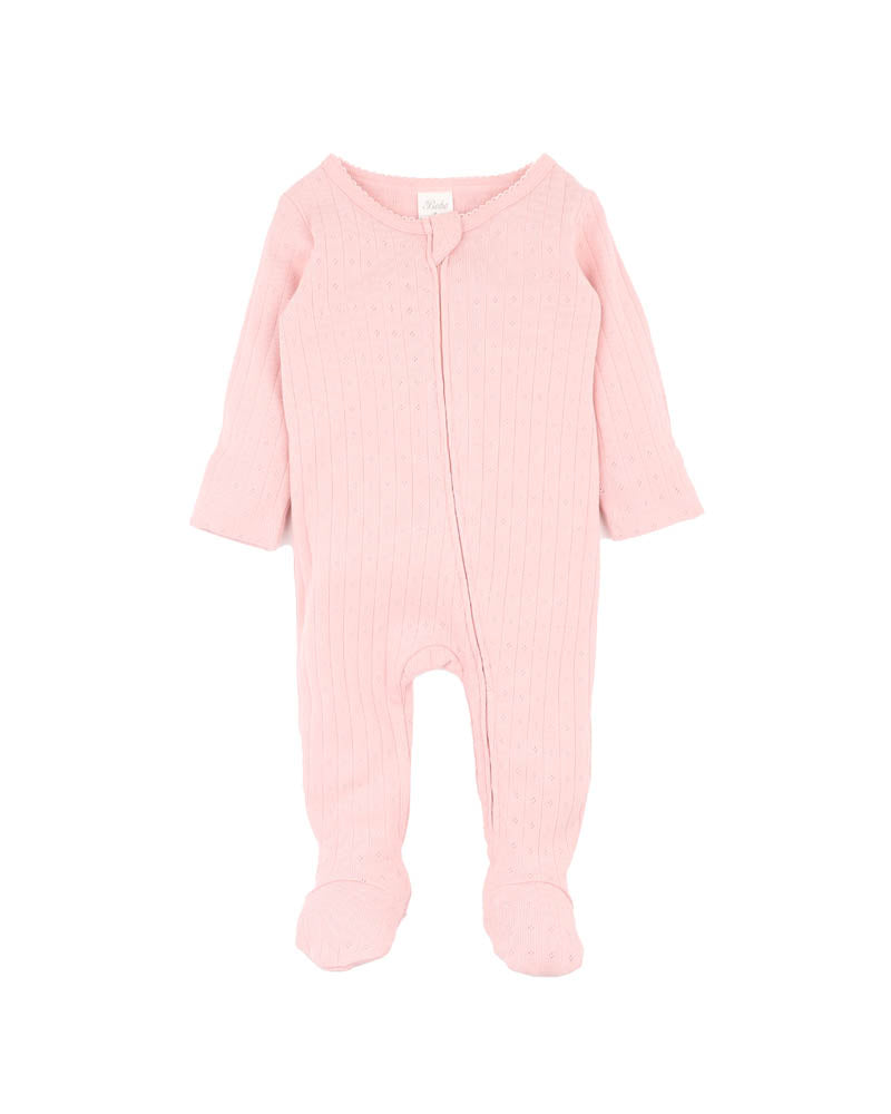 Bebe Blossom Organic Pointelle Long Sleeve Zipsuit