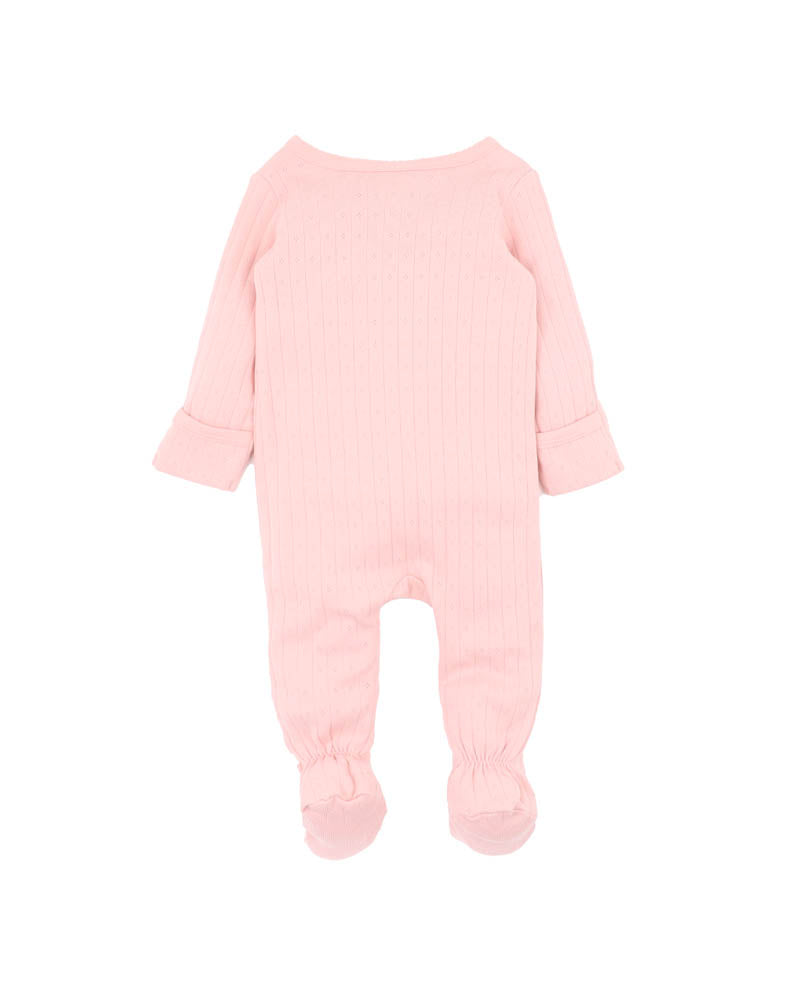 Bebe Blossom Organic Pointelle Long Sleeve Zipsuit