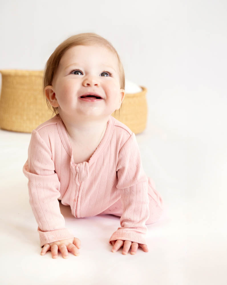 Bebe Blossom Organic Pointelle Long Sleeve Zipsuit