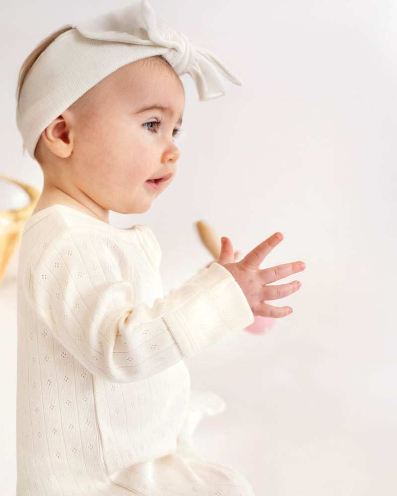 Bebe Milk Organic Pointelle Long Sleeve Zipsuit