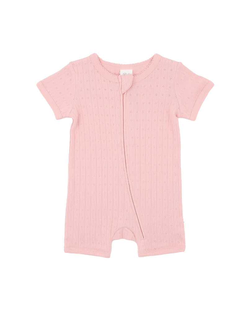 Bebe Blossom Organic Pointelle Short Sleeve Zipsuit